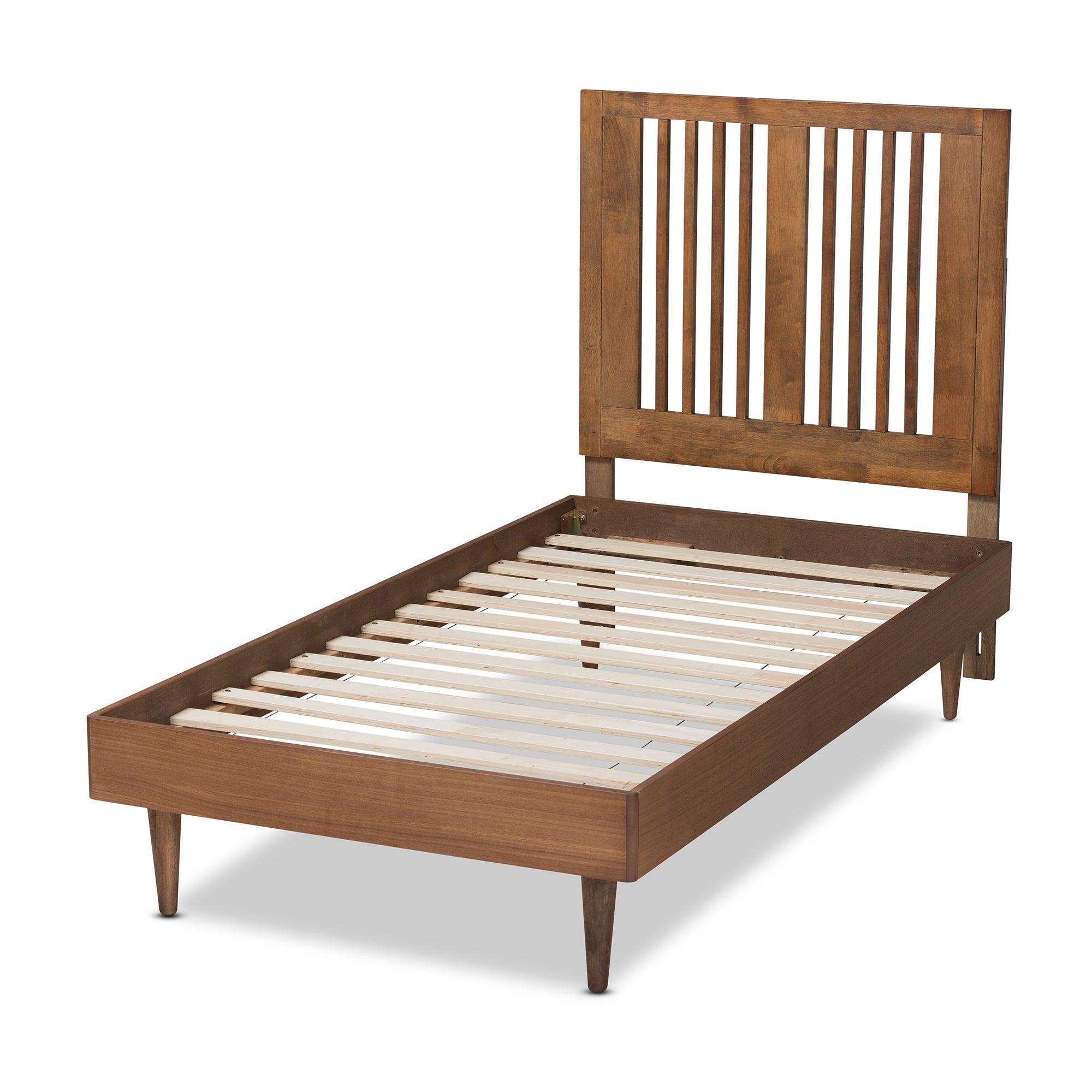 Kioshi Mid-Century Modern Transitional Ash Finished Wood Platform Bed