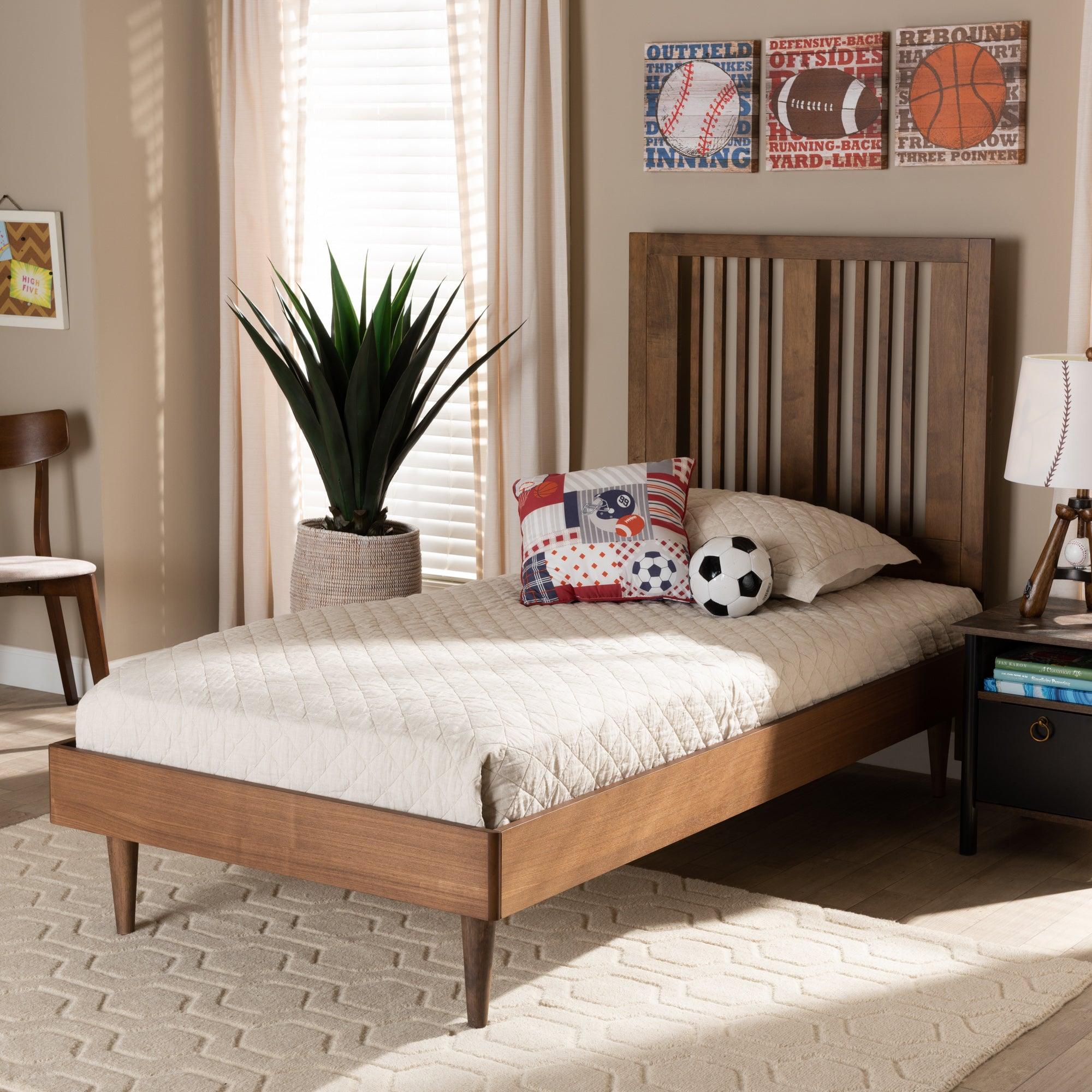 Kioshi Mid-Century Modern Transitional Ash Finished Wood Platform Bed