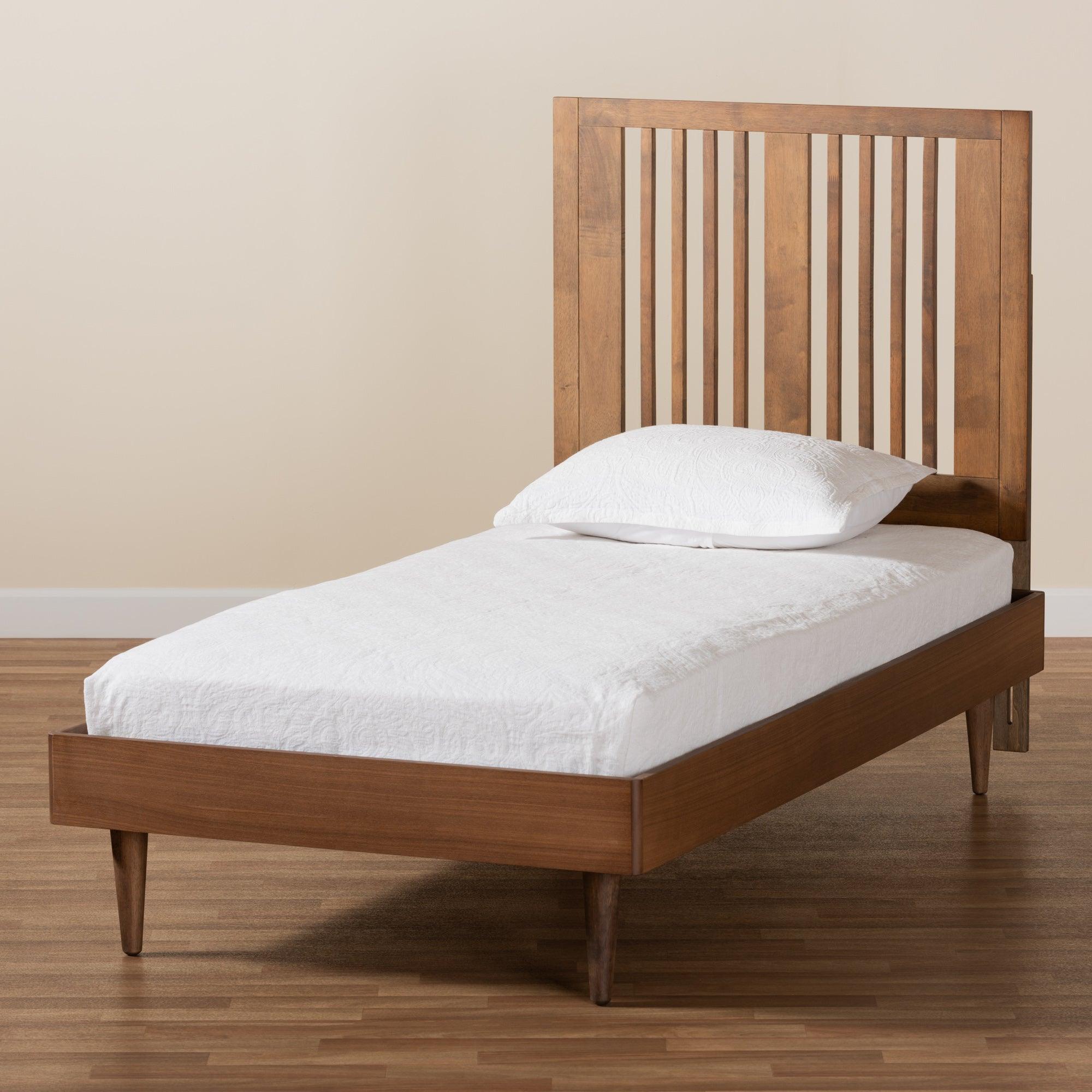 Kioshi Mid-Century Modern Transitional Ash Finished Wood Platform Bed