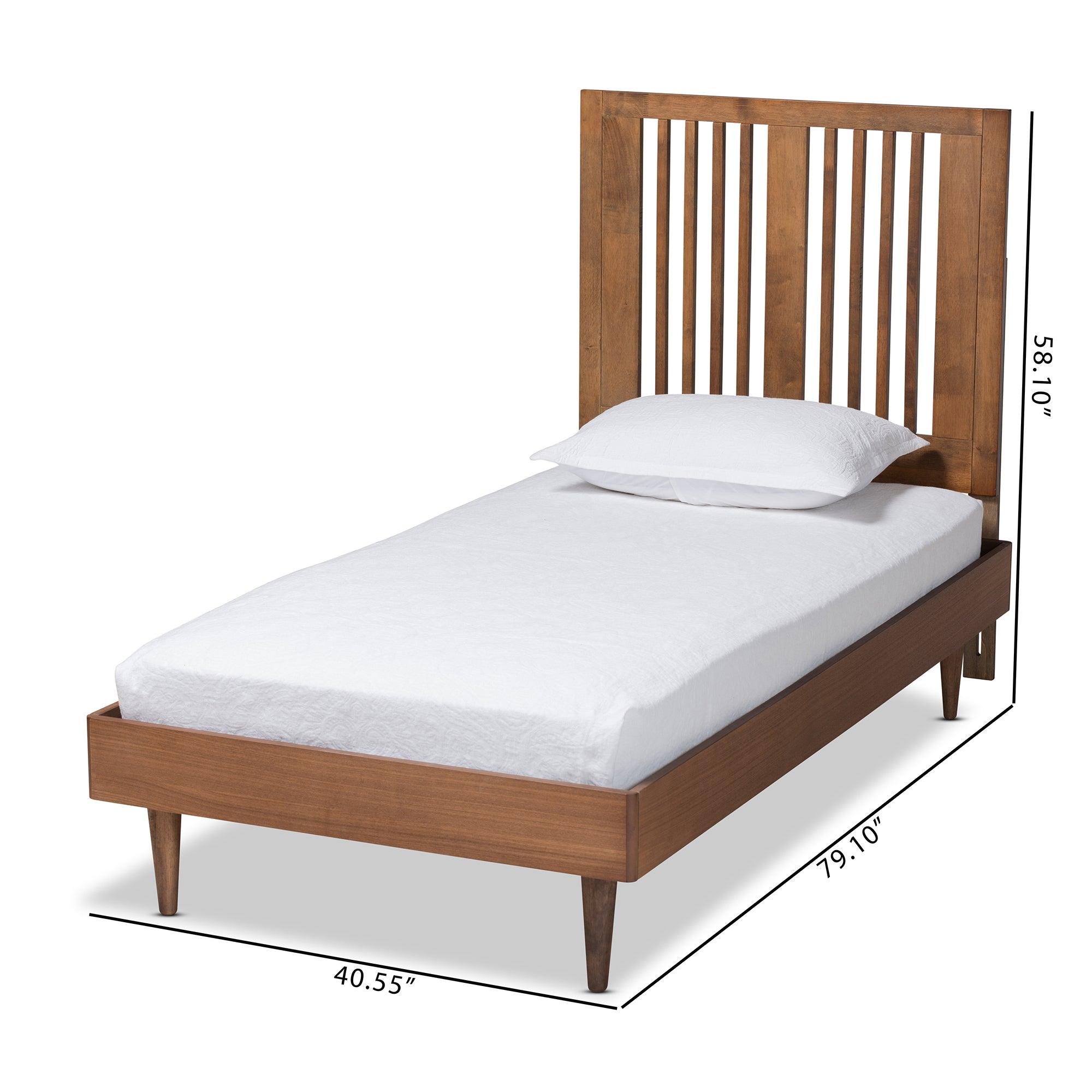 Kioshi Mid-Century Modern Transitional Ash Finished Wood Platform Bed