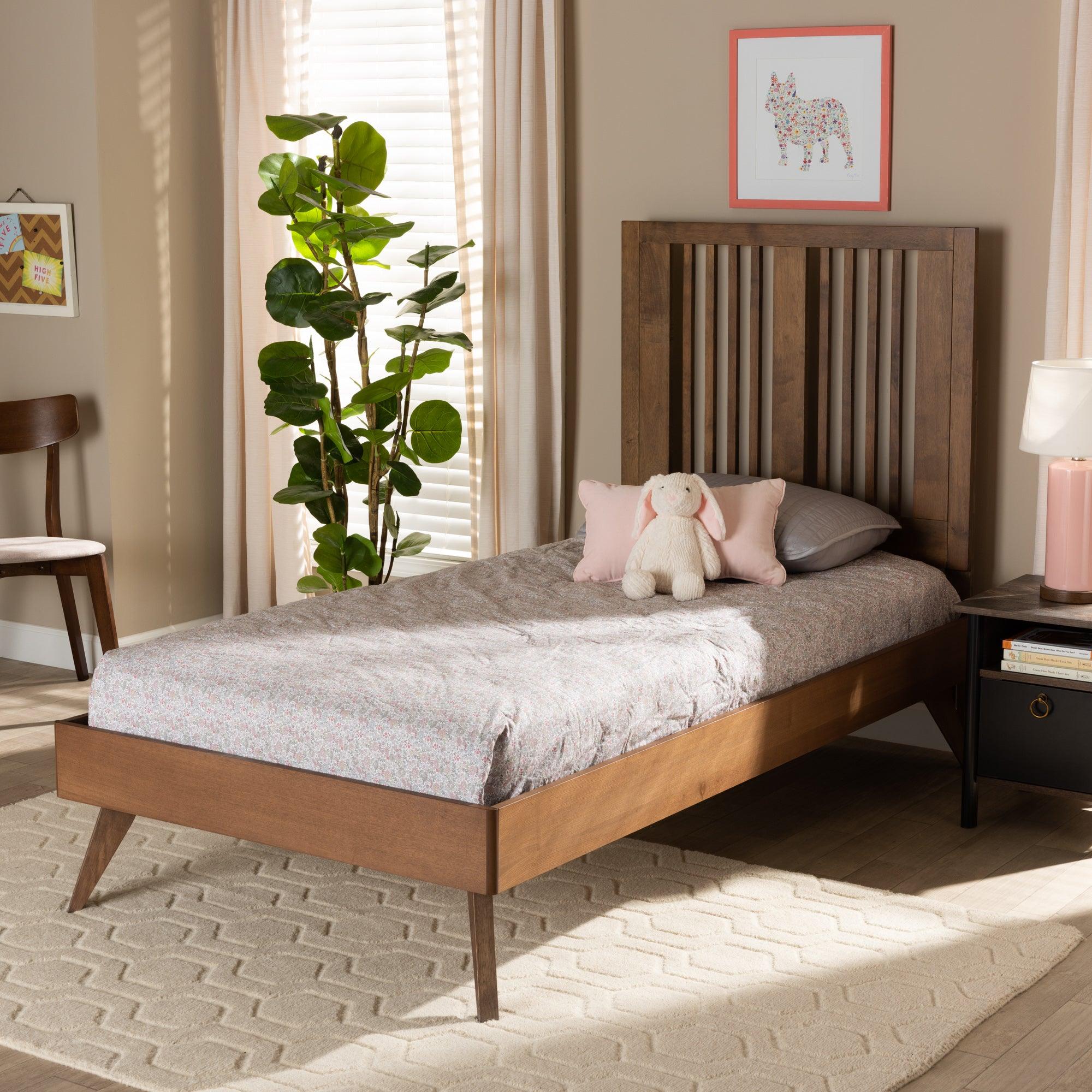 Takeo Mid-Century Modern Transitional Ash Finished Wood Platform Bed