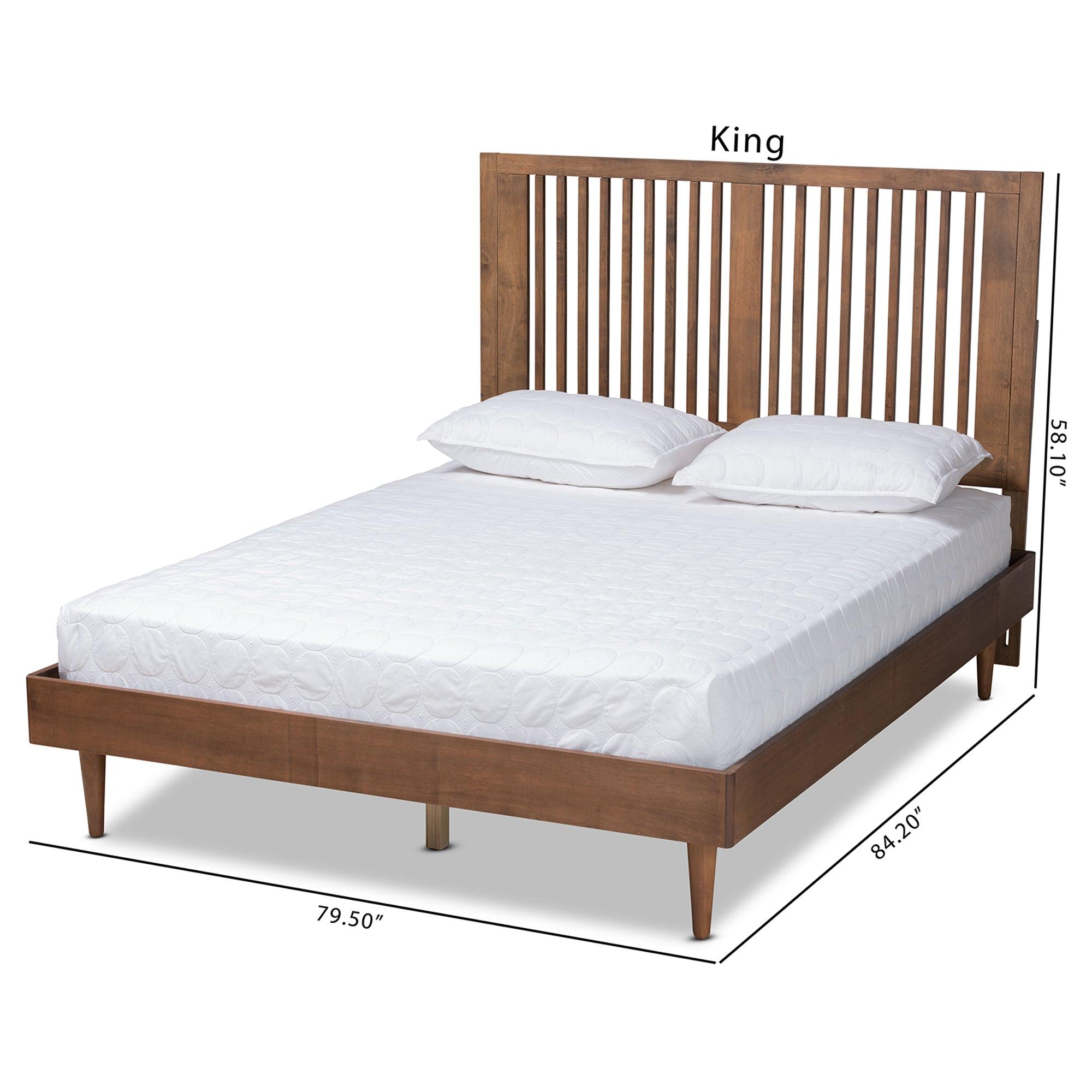 Kioshi Mid-Century Modern Transitional Ash Finished Wood Platform Bed