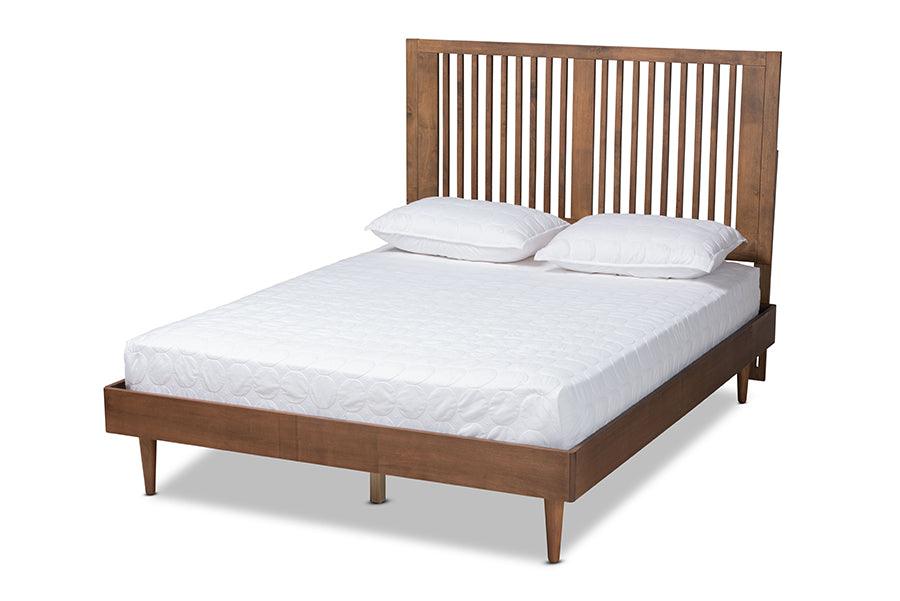 Kioshi Mid-Century Modern Transitional Ash Finished Wood Platform Bed