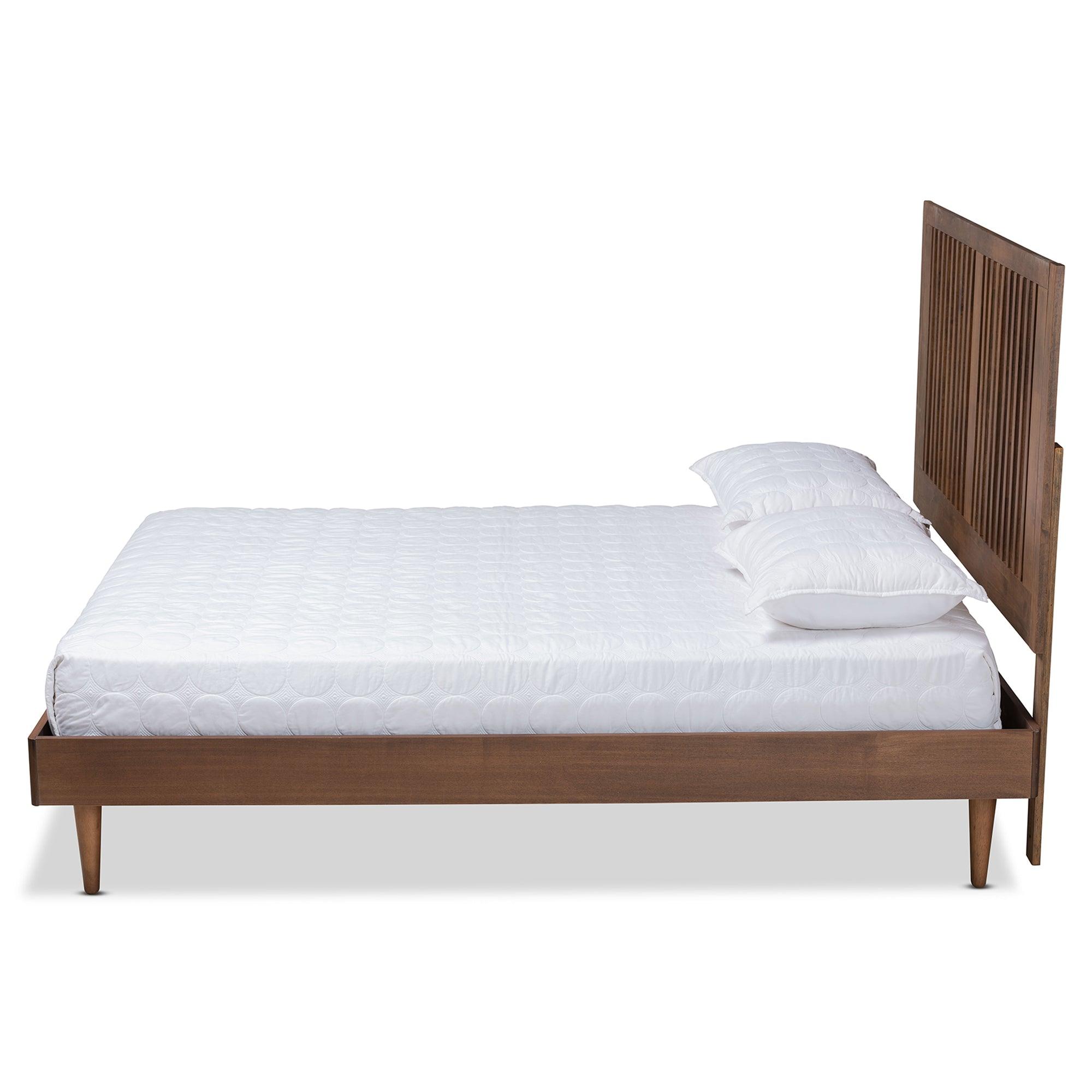 Kioshi Mid-Century Modern Transitional Ash Finished Wood Platform Bed