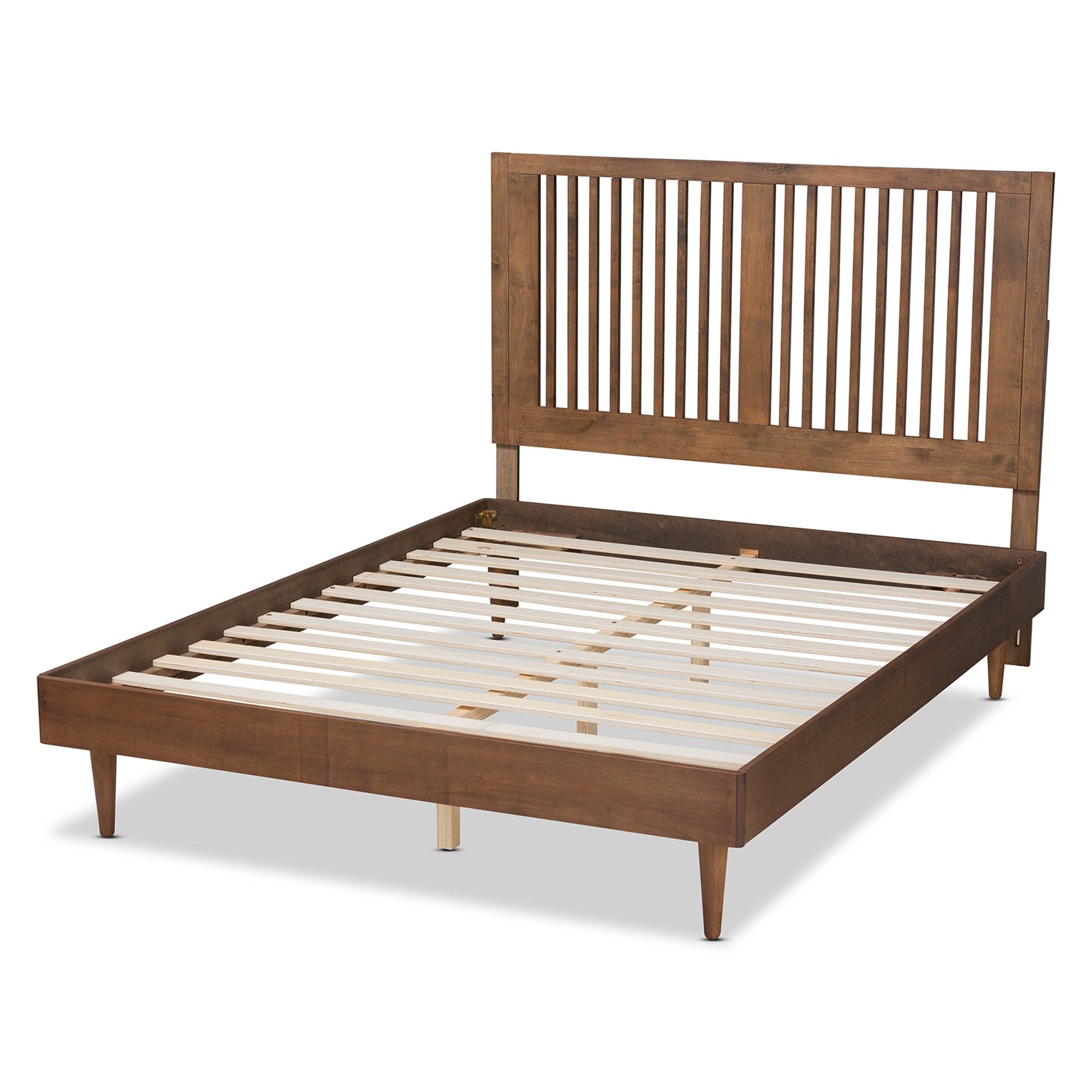 Kioshi Mid-Century Modern Transitional Ash Finished Wood Platform Bed