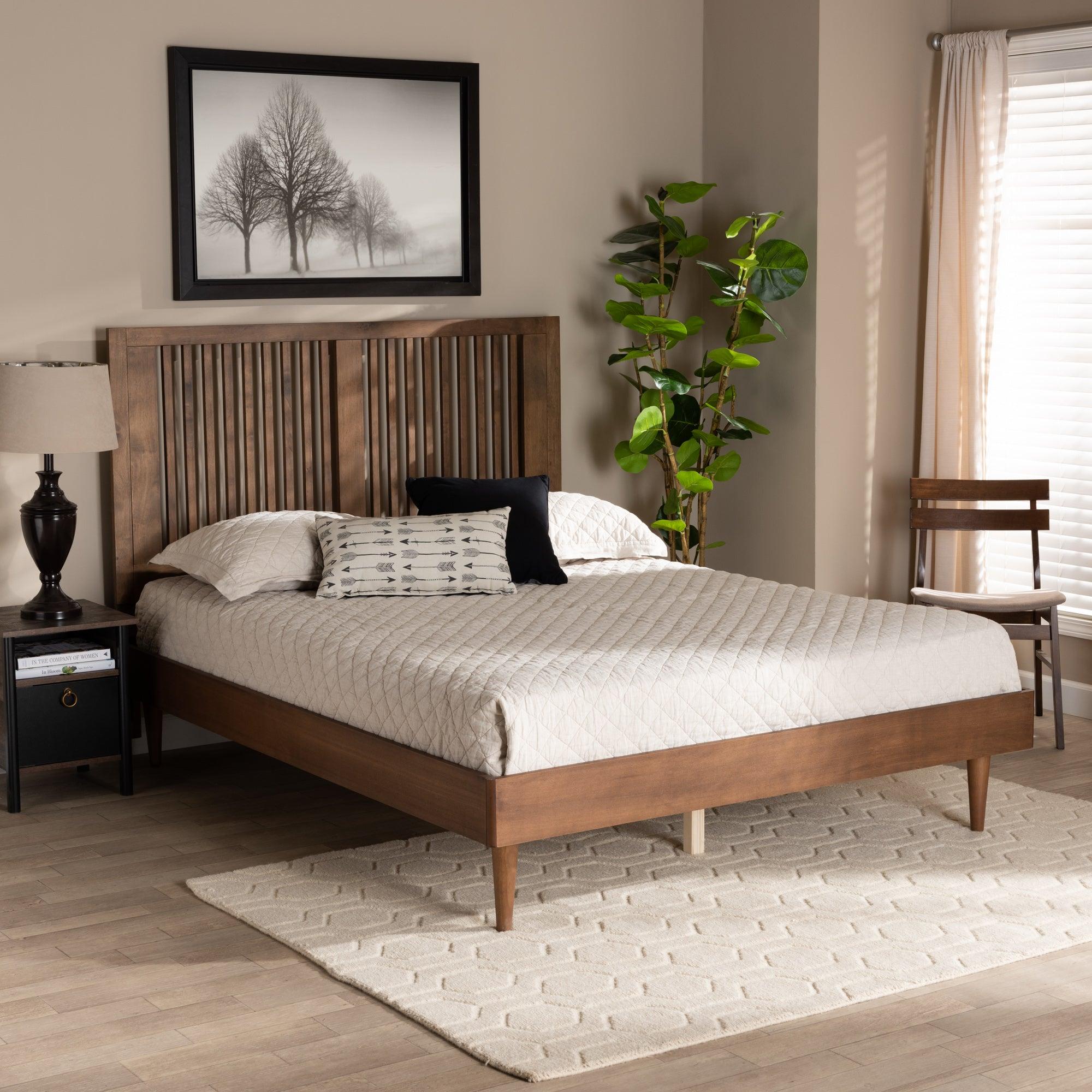 Kioshi Mid-Century Modern Transitional Ash Finished Wood Platform Bed