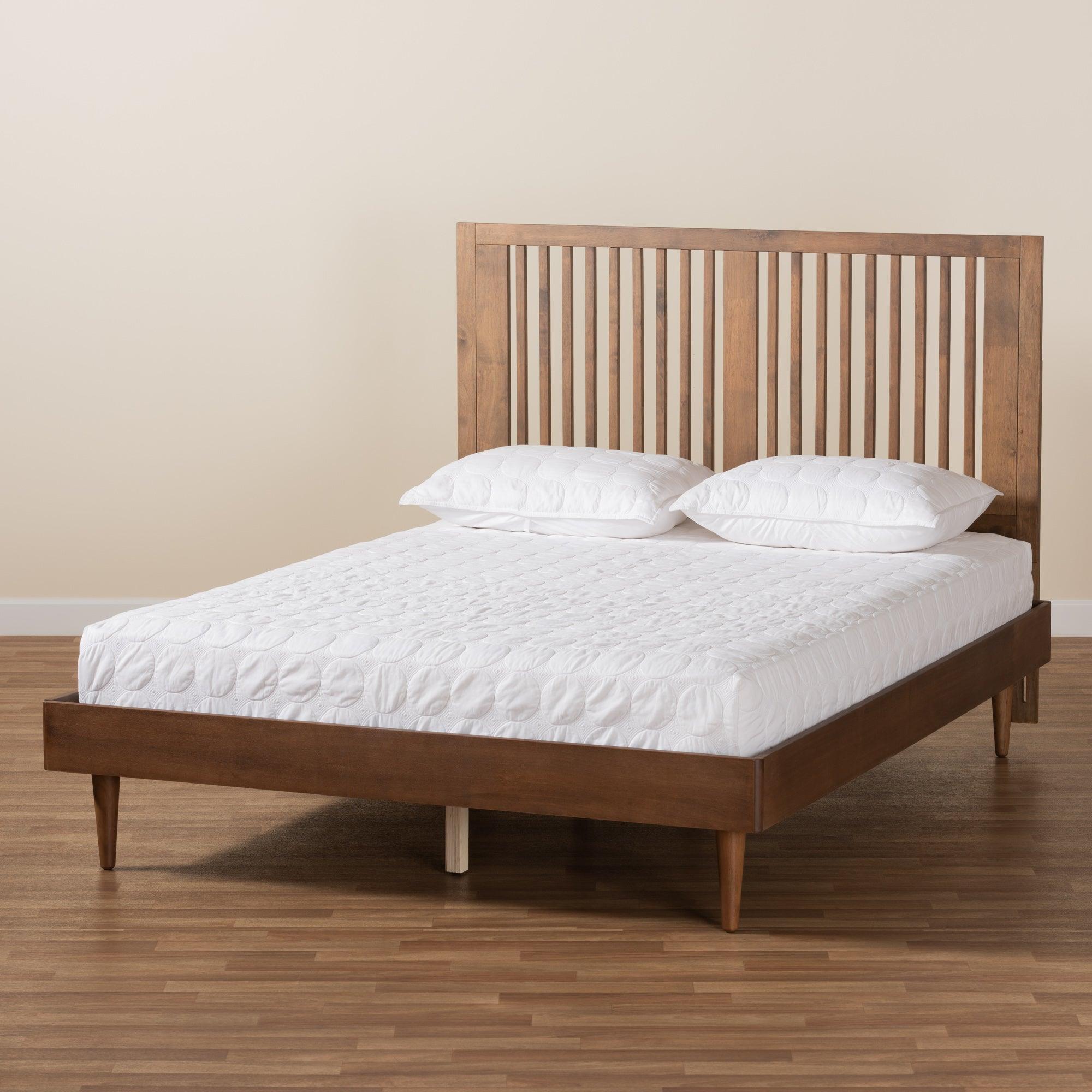 Kioshi Mid-Century Modern Transitional Ash Finished Wood Platform Bed