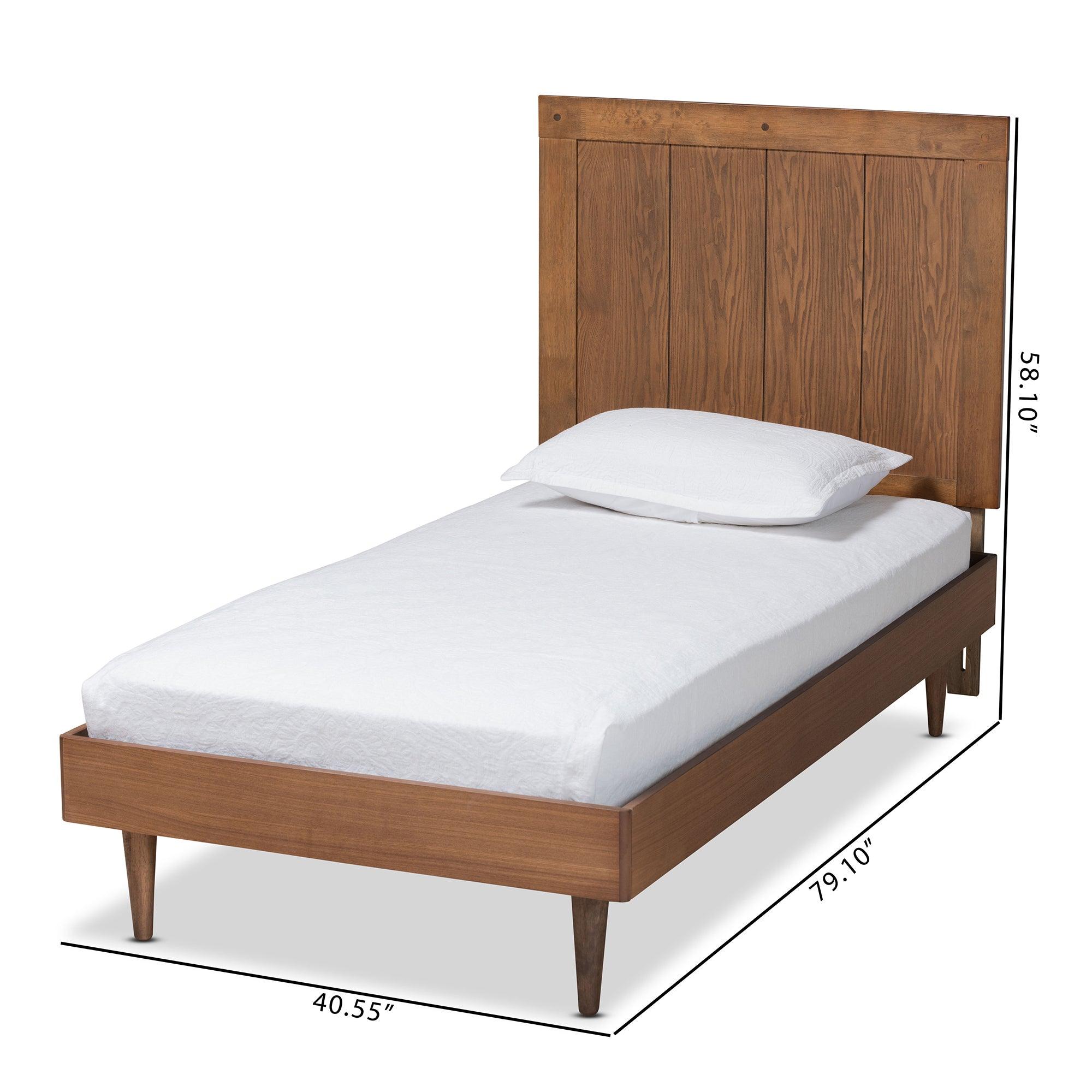 Nicola Mid-Century Modern Transitional Ash Finished Wood Platform Bed