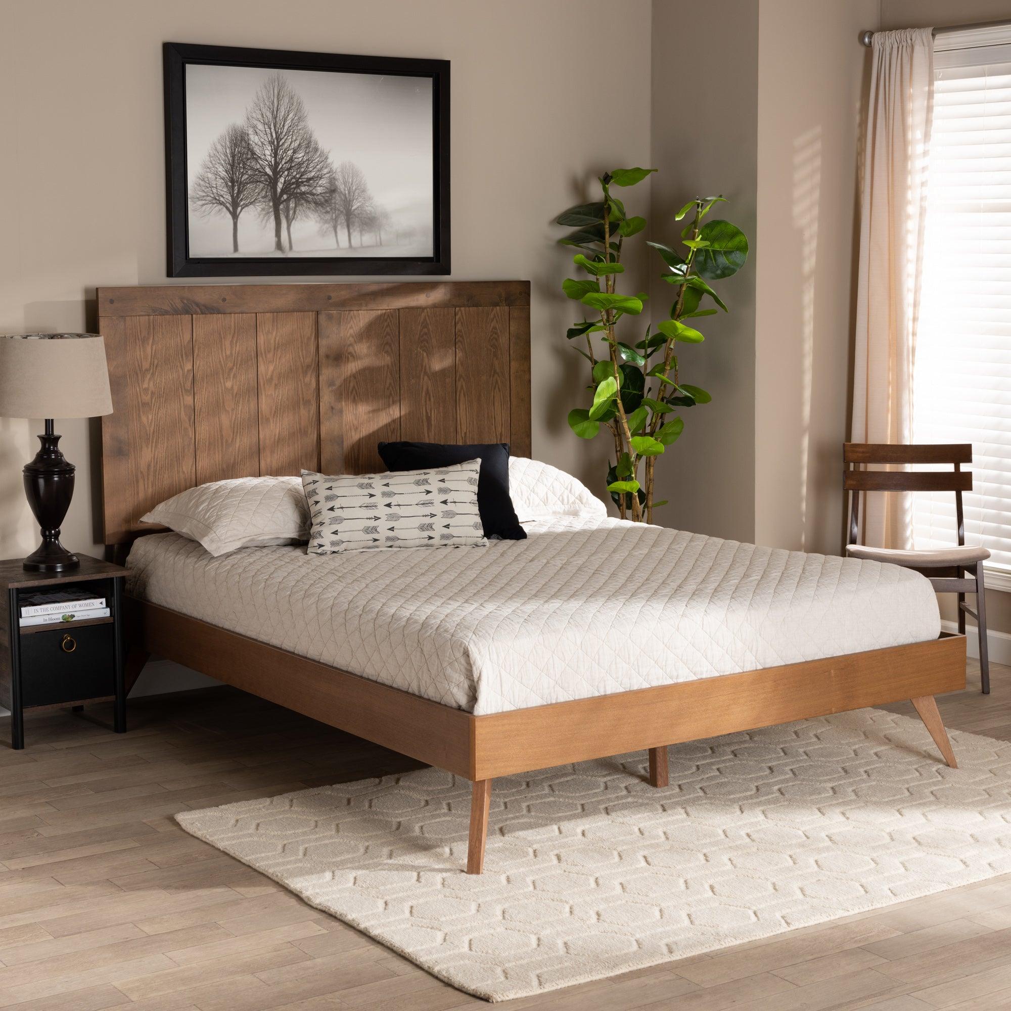 Amira Mid-Century Modern Transitional Ash Finished Wood Platform Bed