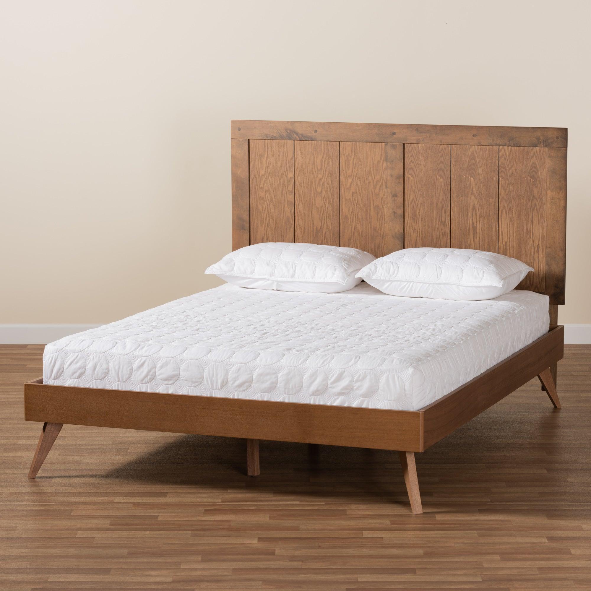 Amira Mid-Century Modern Transitional Ash Finished Wood Platform Bed