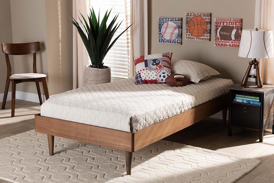 Rina Mid-Century Modern Ash Finished Wood Platform Bed Frame