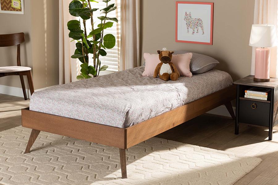 Lissette Mid-Century Modern Ash Finished Wood Platform Bed Frame