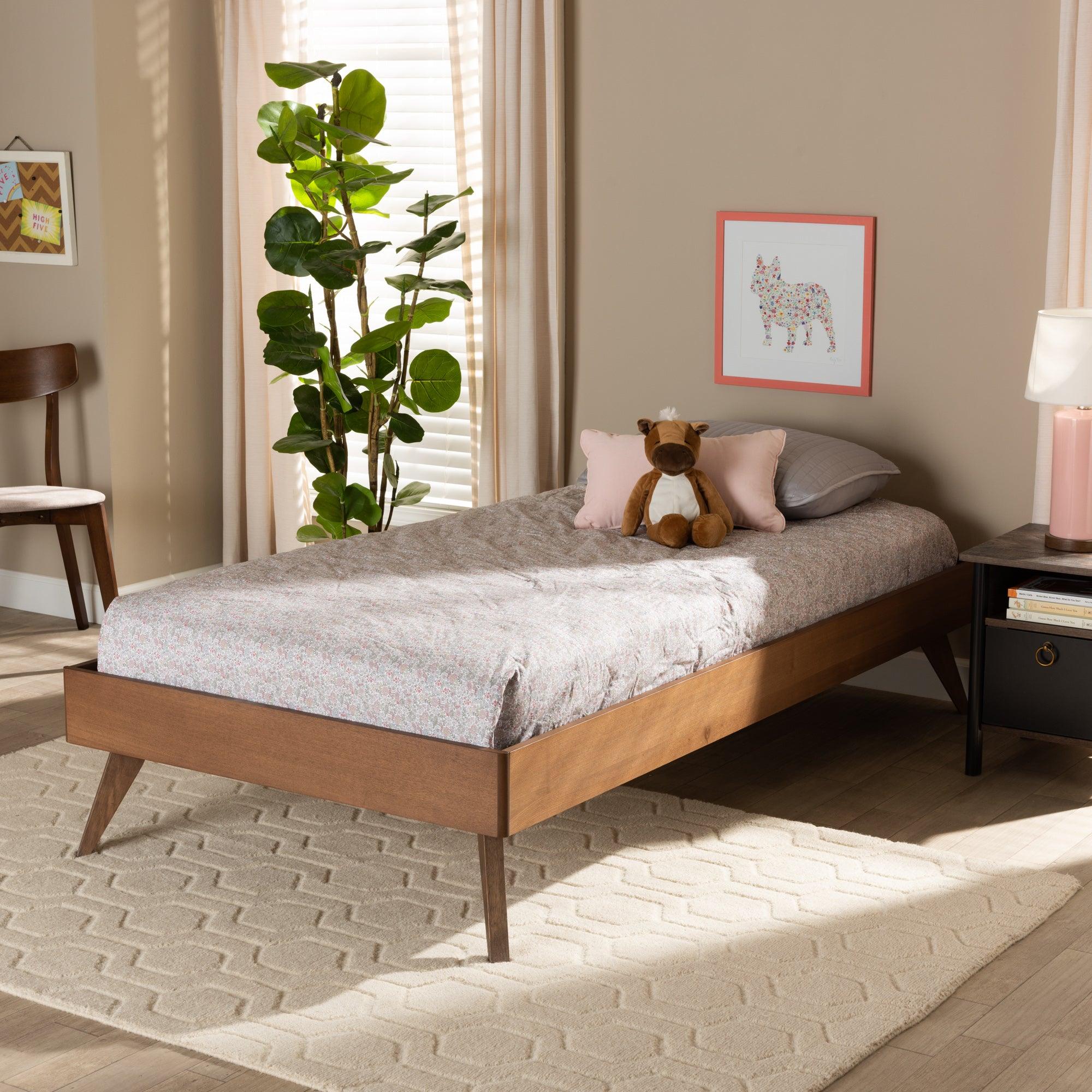 Lissette Mid-Century Modern Ash Finished Wood Platform Bed Frame