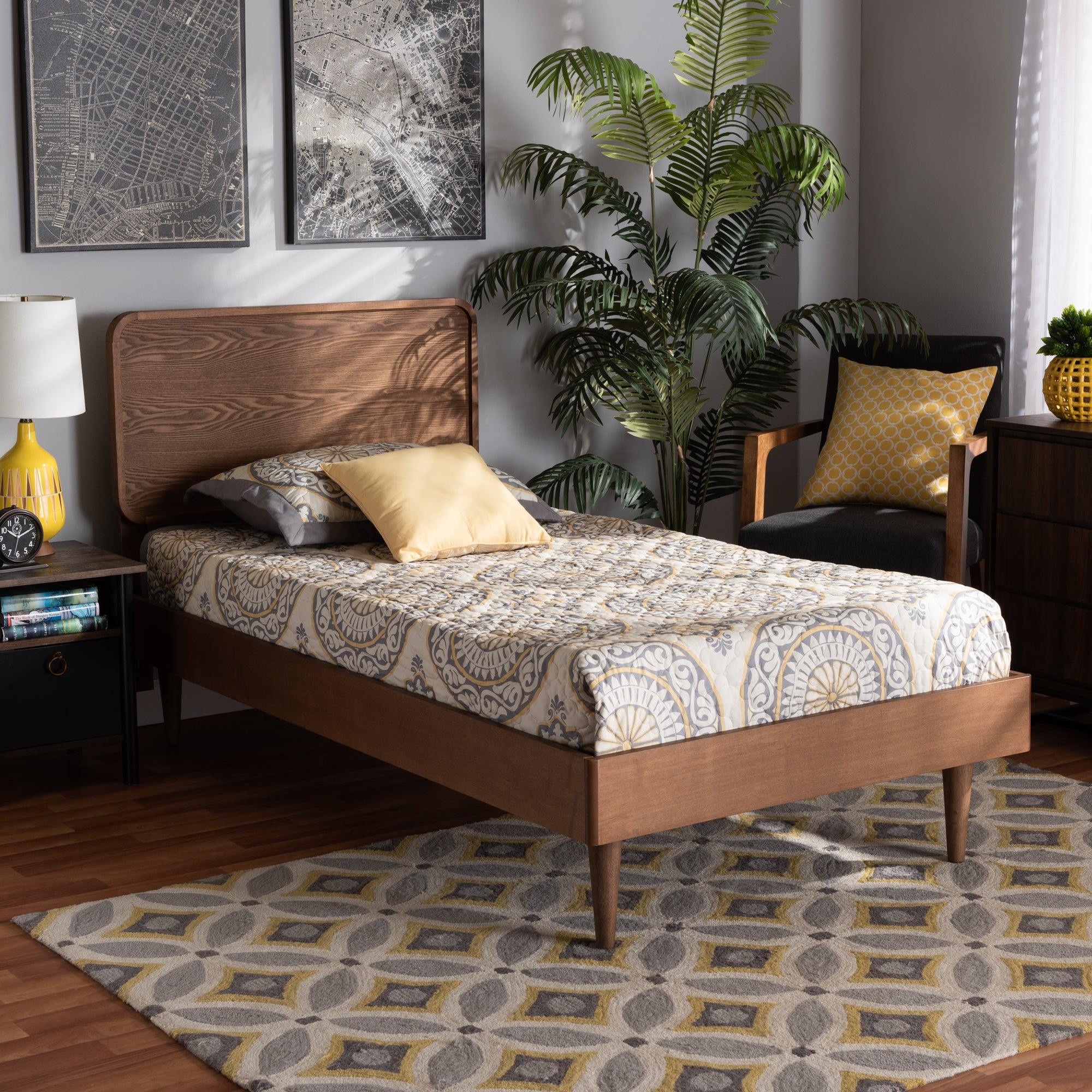 Gisa Mid-Century Modern Transitional Finished Wood Platform Bed