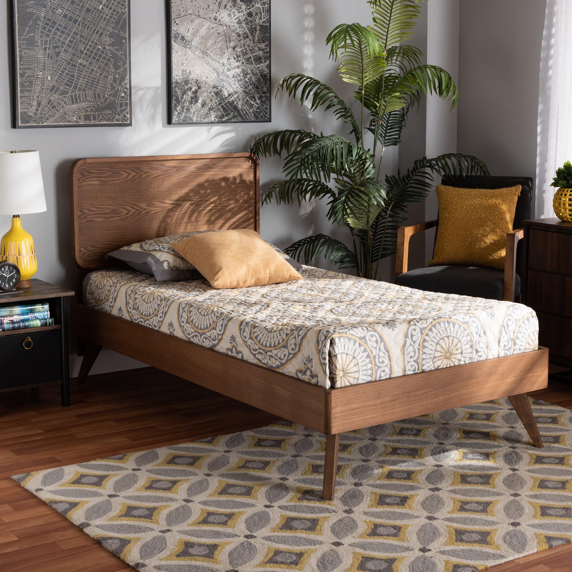 Leola Mid-Century Modern Transitional Finished Wood Platform Bed