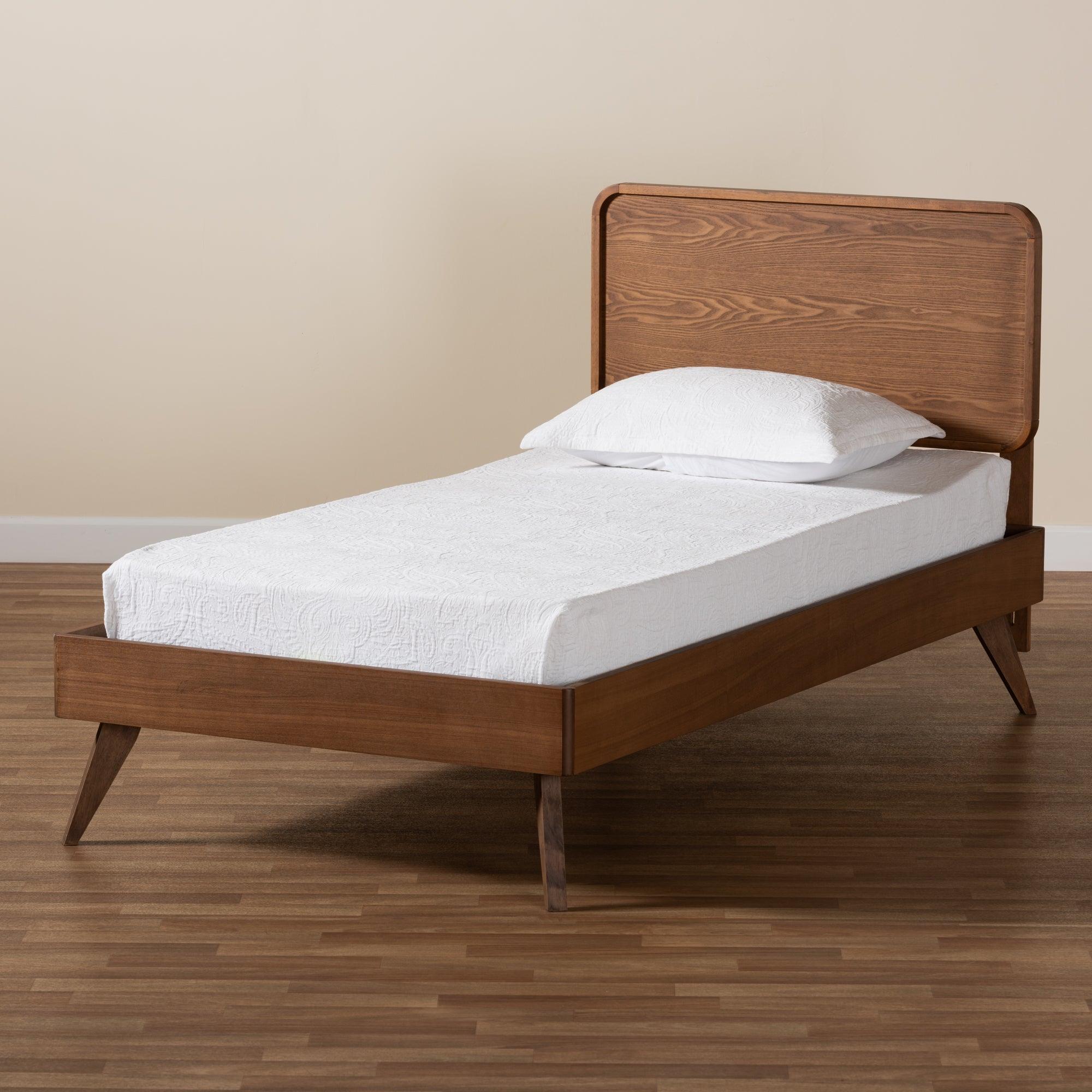 Leola Mid-Century Modern Transitional Finished Wood Platform Bed