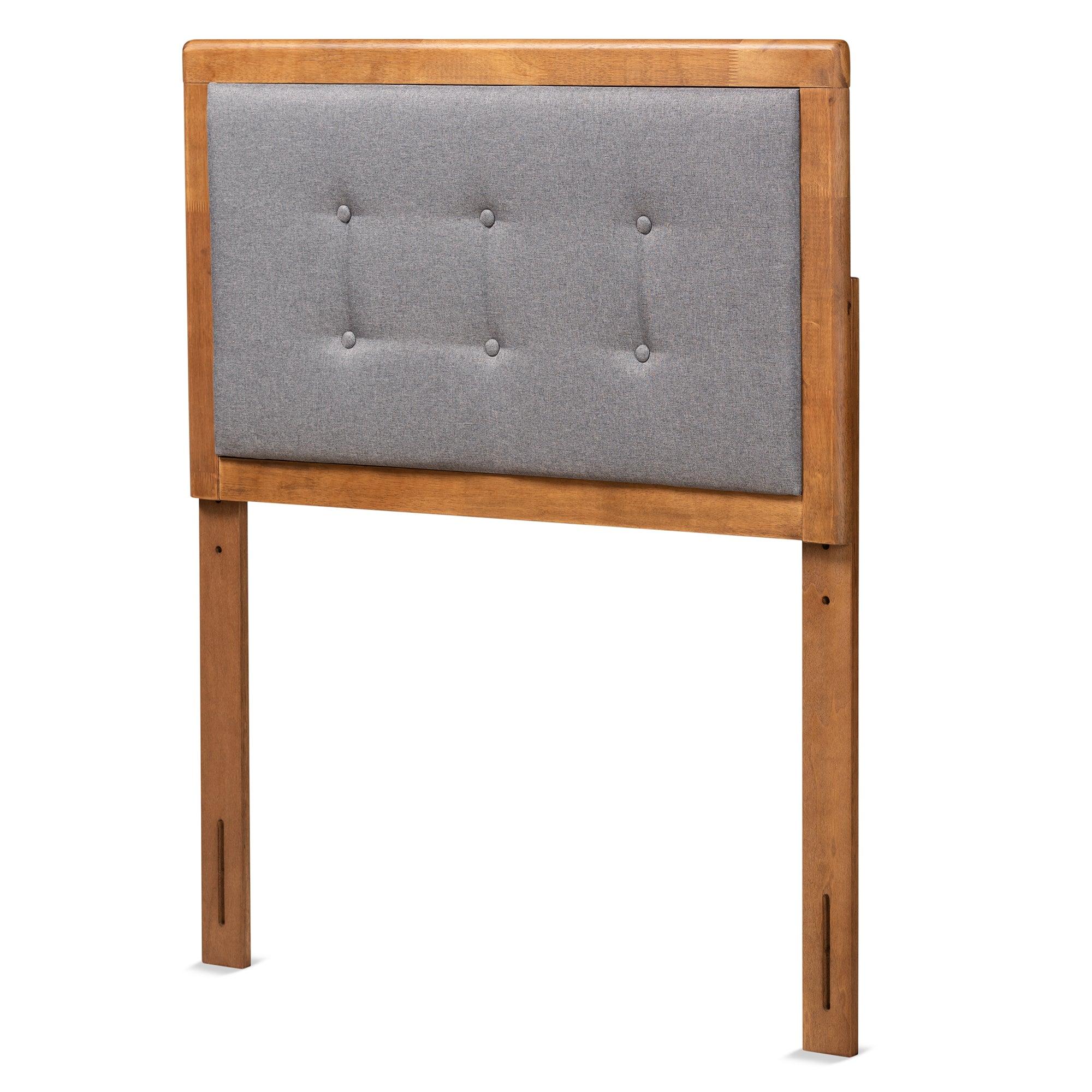 Sarine Mid-Century Modern Dark Fabric Upholstered and Finished Wood Headboard