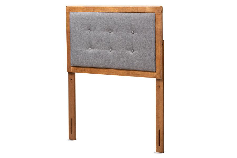 Sarine Mid-Century Modern Dark Fabric Upholstered and Finished Wood Headboard