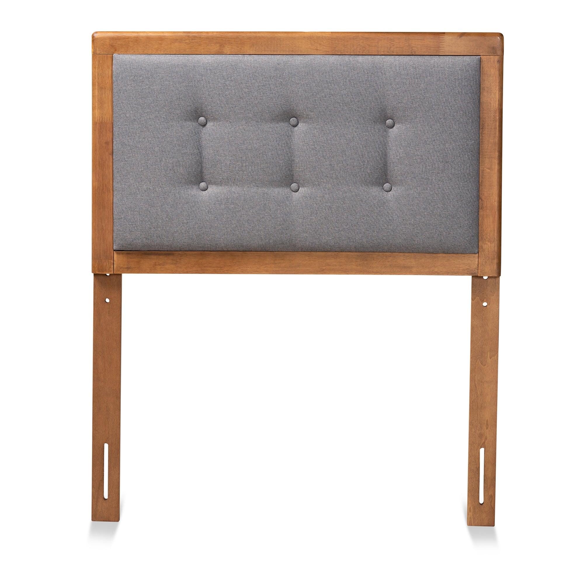 Sarine Mid-Century Modern Dark Fabric Upholstered and Finished Wood Headboard