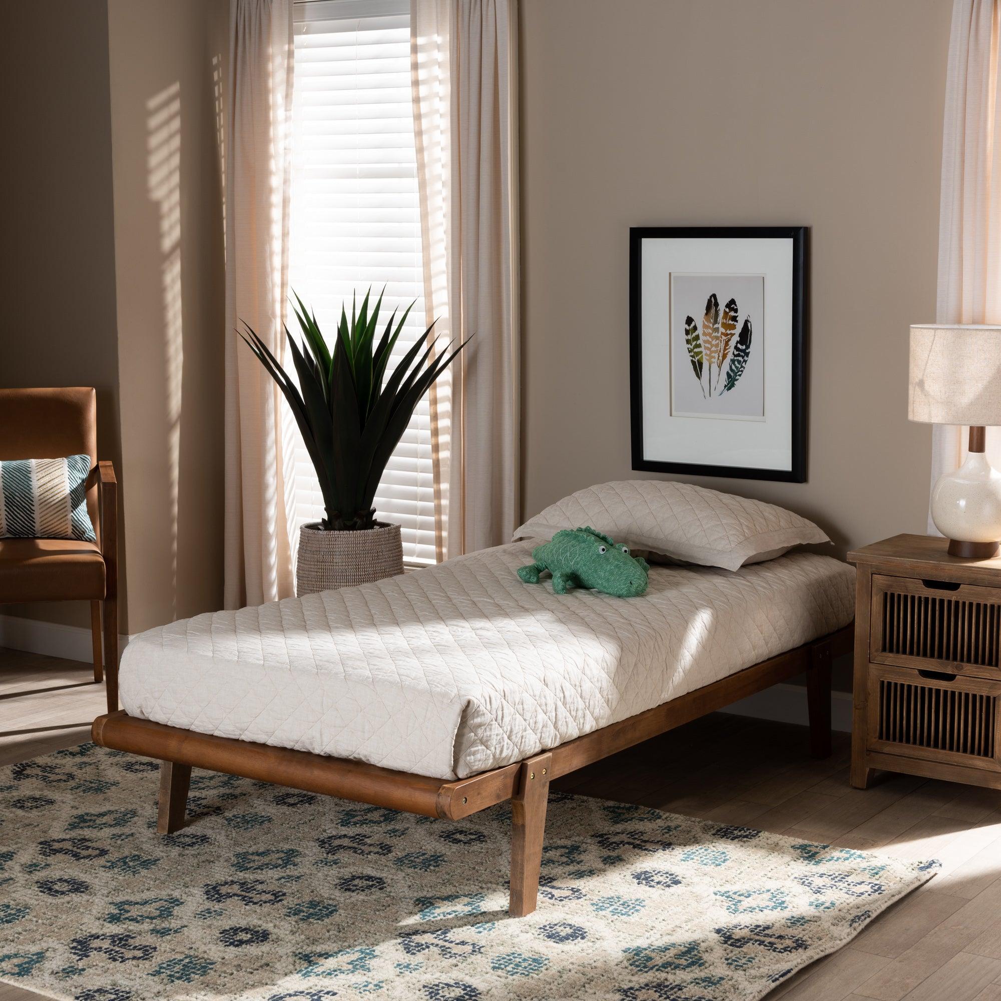 Kaia Mid-Century Modern Finished Wood Platform Bed Frame