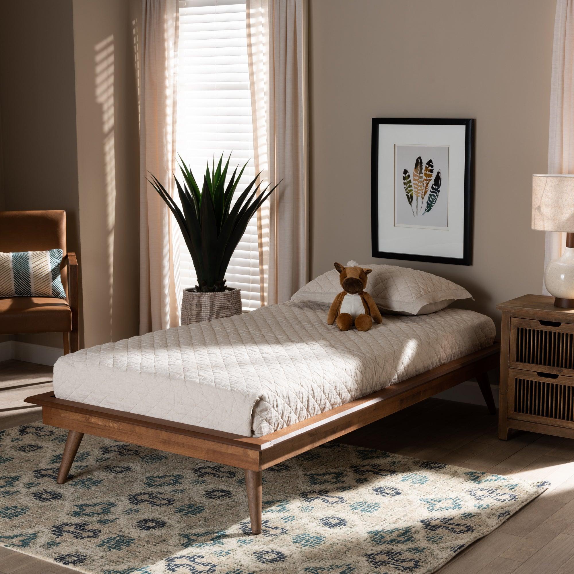 Karine Mid-Century Modern Finished Wood Platform Bed Frame