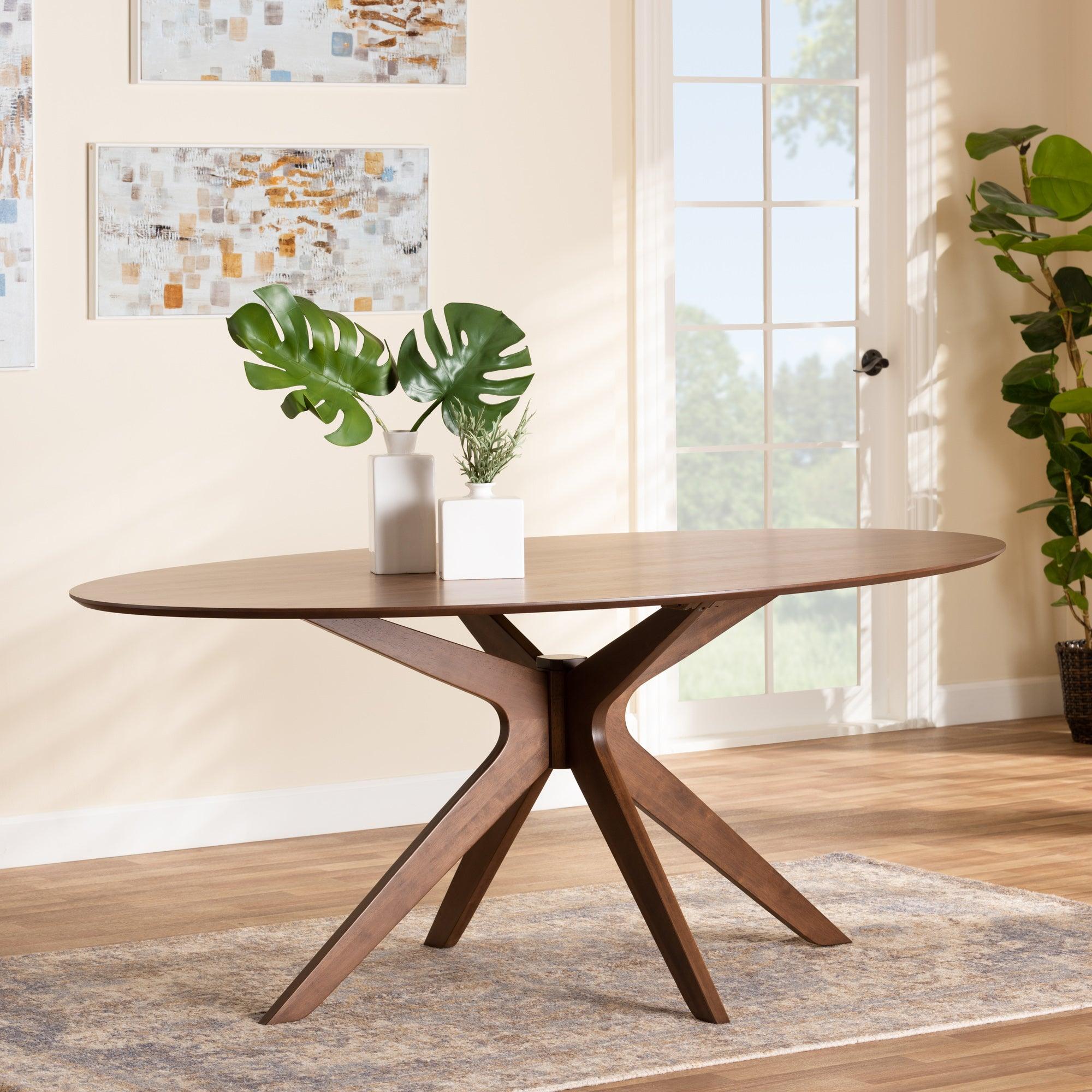 Monte Mid-Century Modern Finished Wood 71-Inch Oval Dining Table