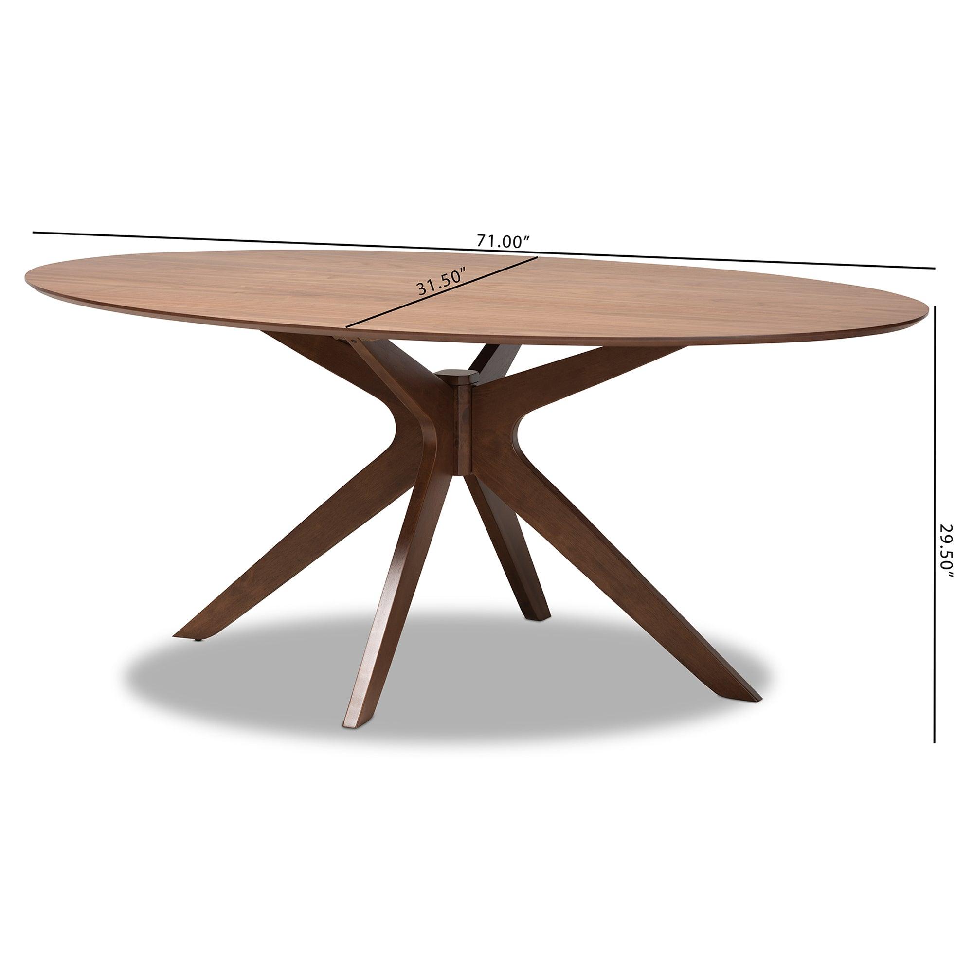 Monte Mid-Century Modern Finished Wood 71-Inch Oval Dining Table