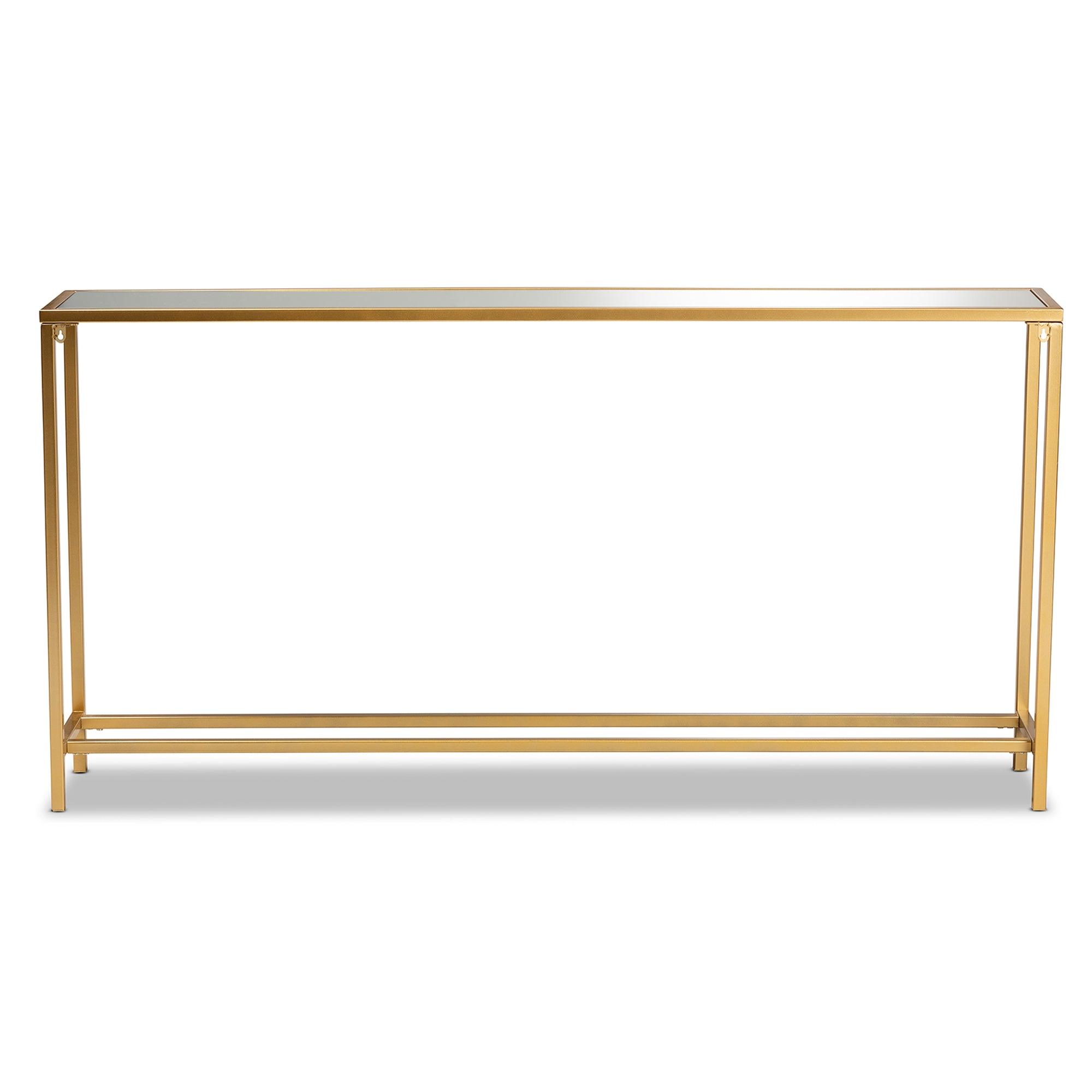 Alessa Modern and Contemporary Glam Finished Metal and Mirrored Glass Console Table