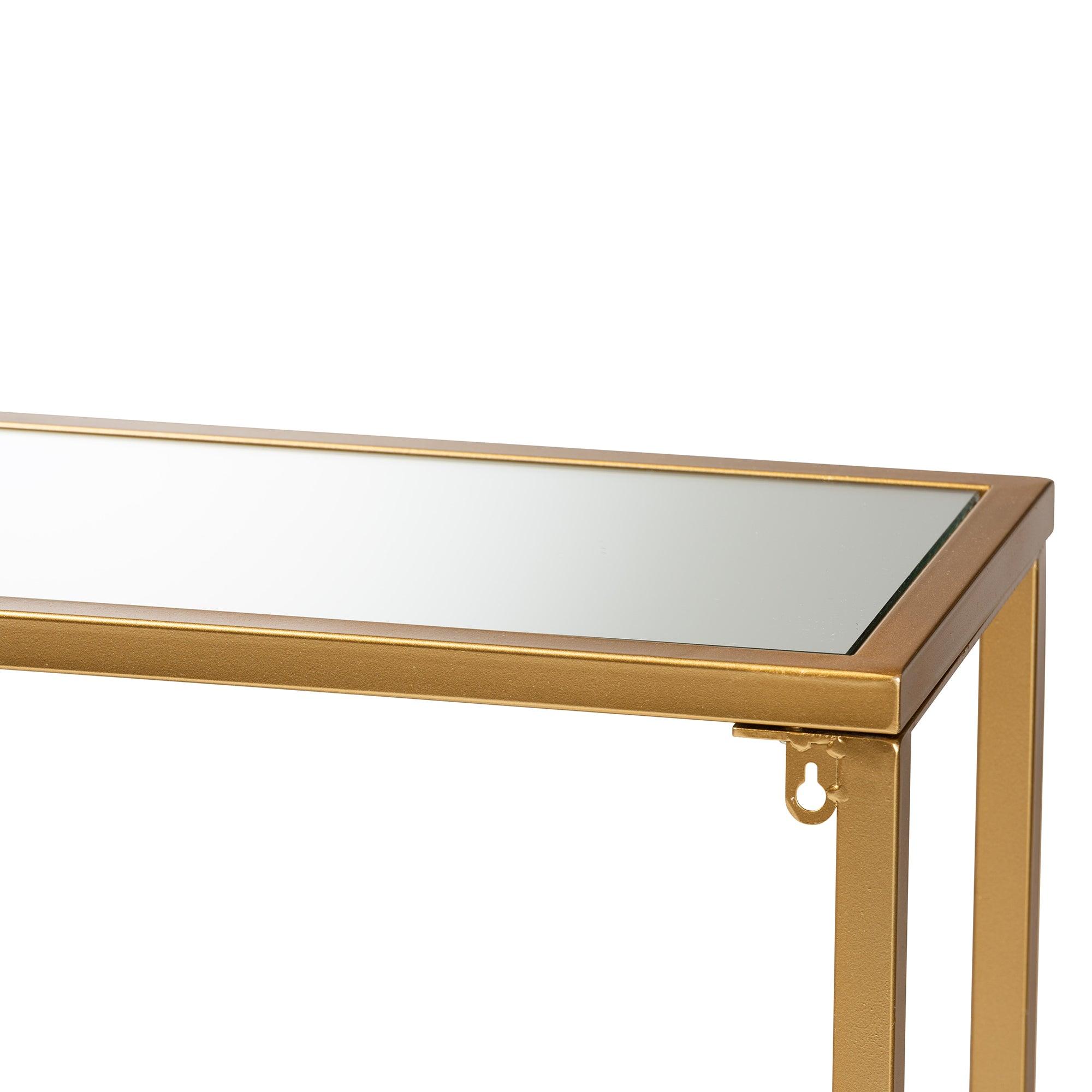 Alessa Modern and Contemporary Glam Finished Metal and Mirrored Glass Console Table