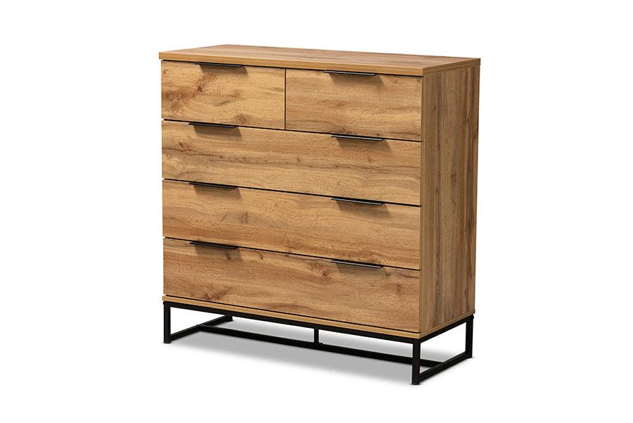 Franklin Modern and Contemporary Finished Wood and Finished Metal 5-Drawer Bedroom Chest