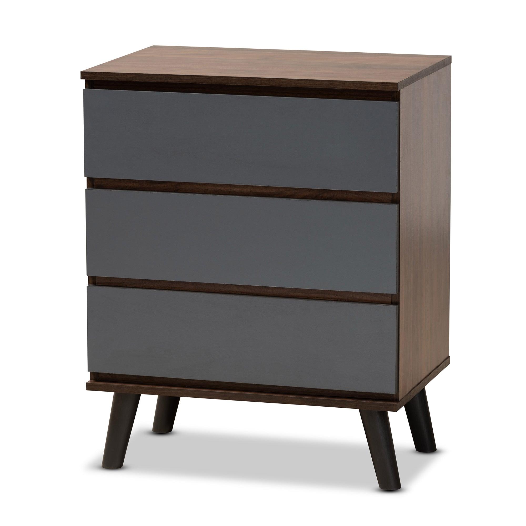 Roldan Modern and Contemporary Two-Tone and Finished Wood 3-Drawer Bedroom Chest