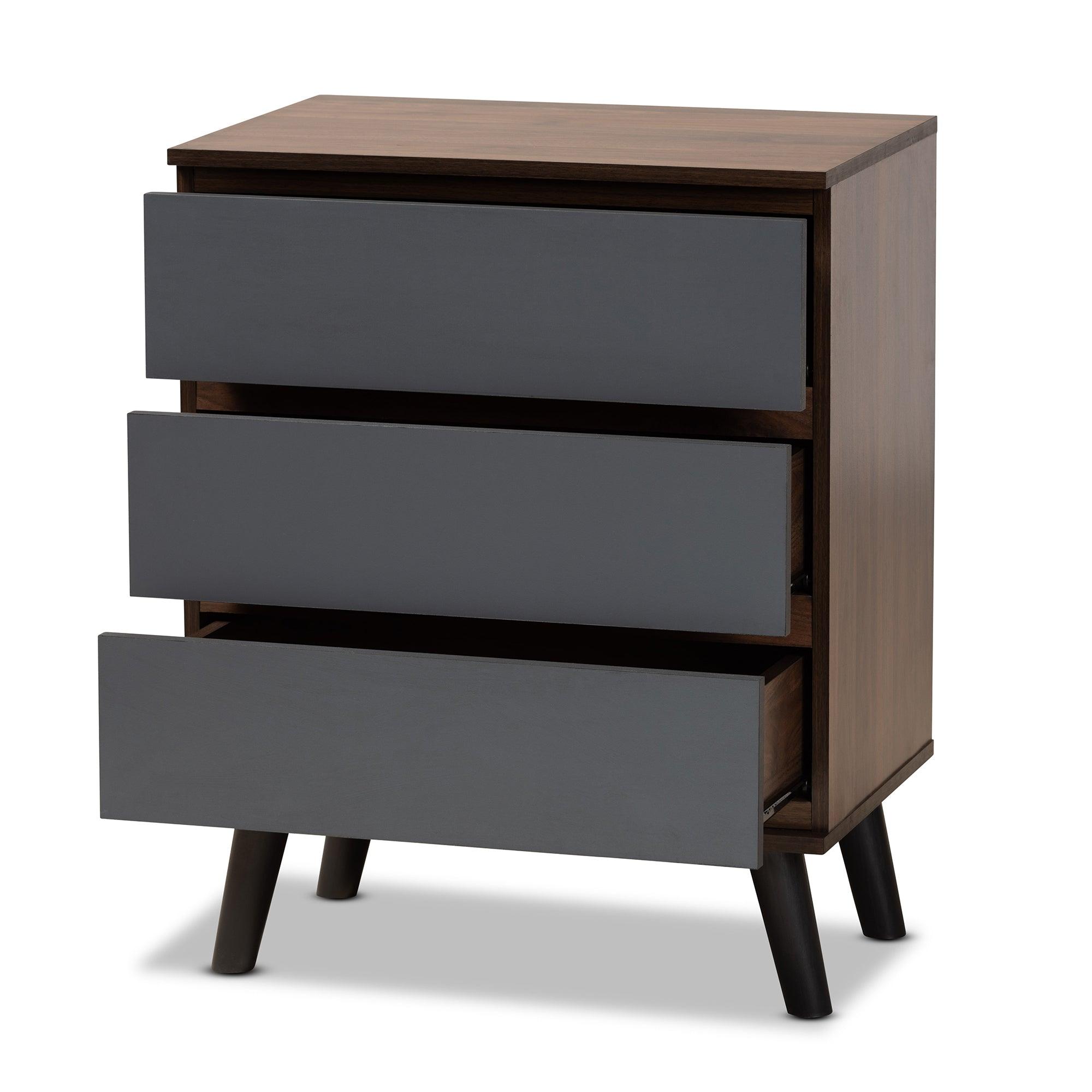 Roldan Modern and Contemporary Two-Tone and Finished Wood 3-Drawer Bedroom Chest