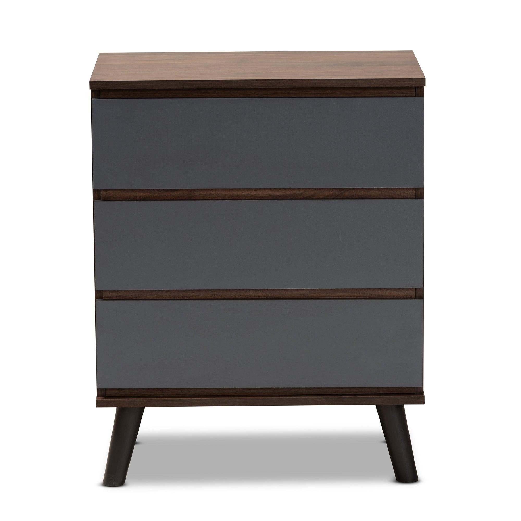 Roldan Modern and Contemporary Two-Tone and Finished Wood 3-Drawer Bedroom Chest