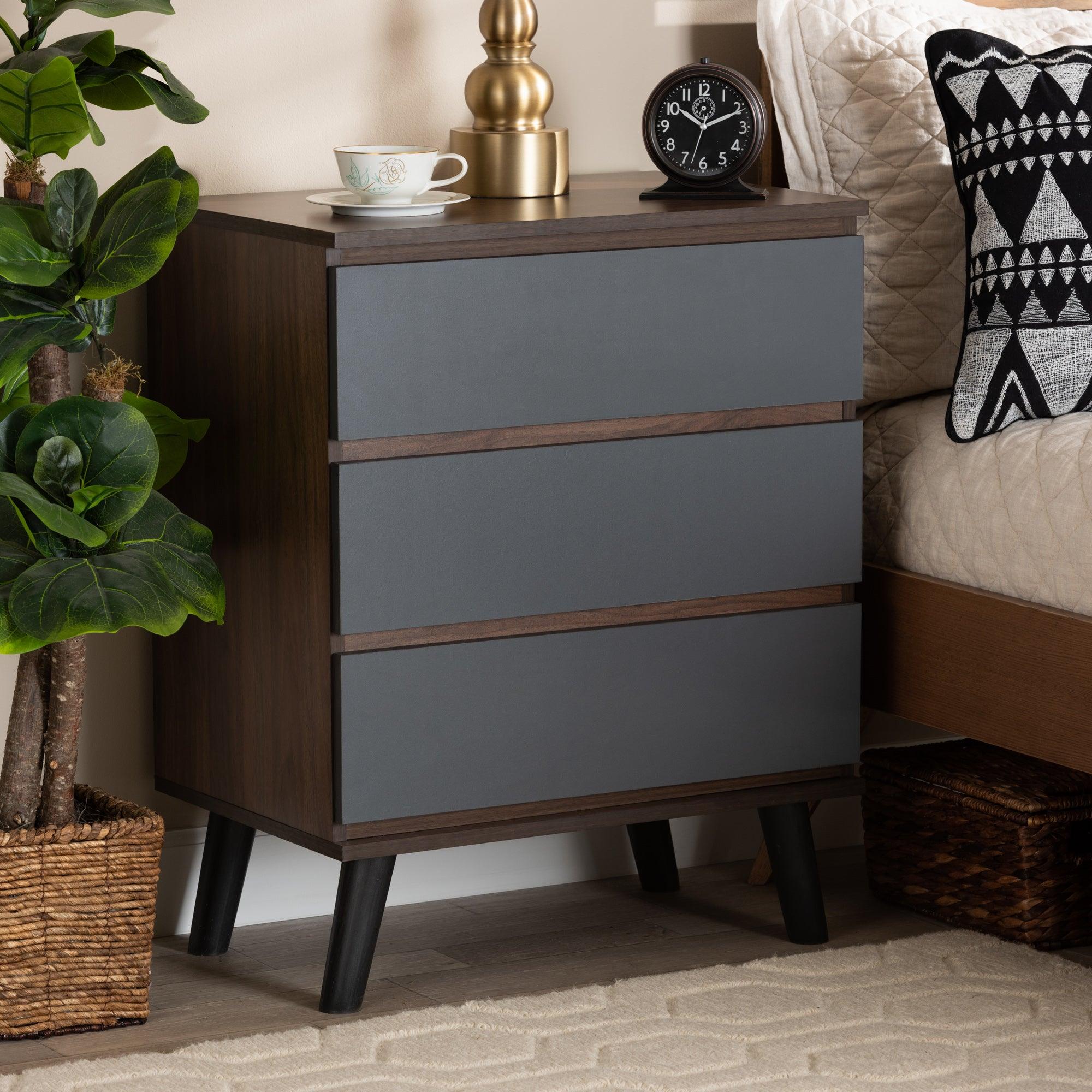 Roldan Modern and Contemporary Two-Tone and Finished Wood 3-Drawer Bedroom Chest