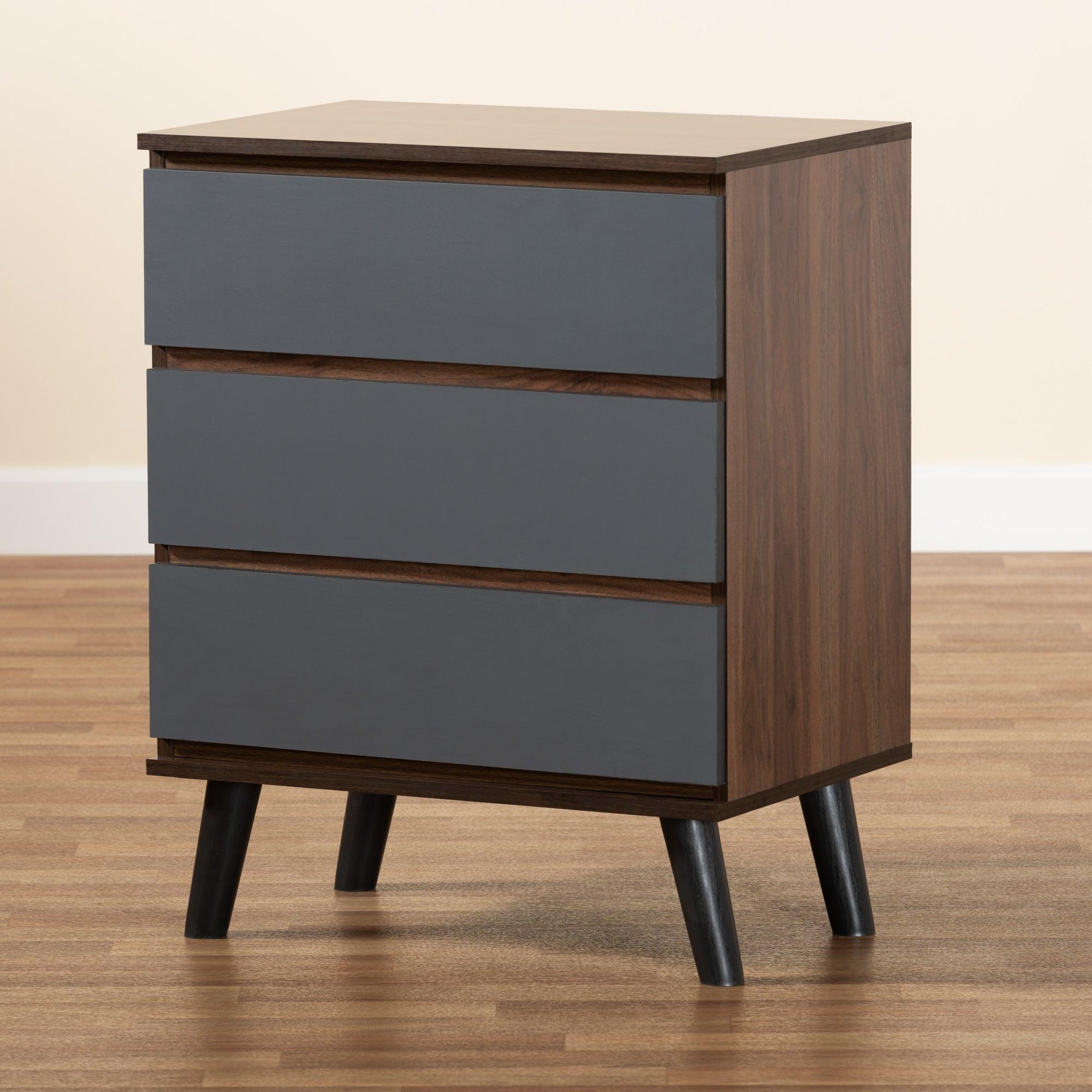 Roldan Modern and Contemporary Two-Tone and Finished Wood 3-Drawer Bedroom Chest