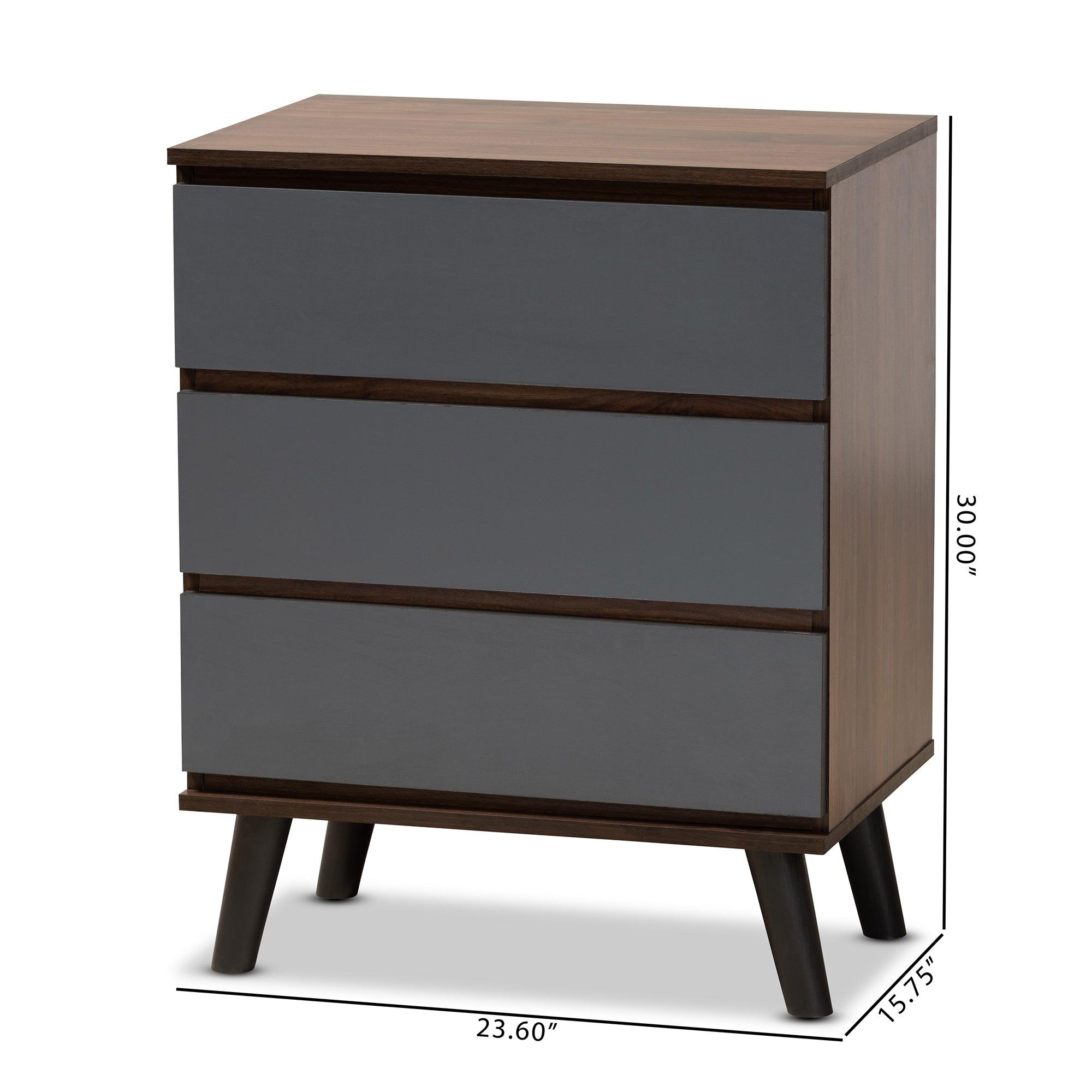 Roldan Modern and Contemporary Two-Tone and Finished Wood 3-Drawer Bedroom Chest