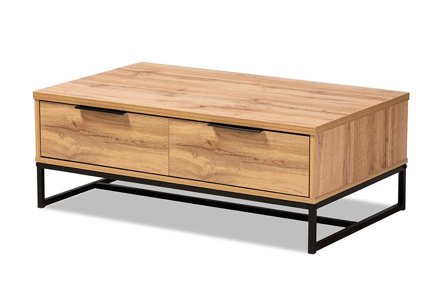 Franklin Modern and Contemporary Finished Wood and Finished Metal 2-Drawer Coffee Table