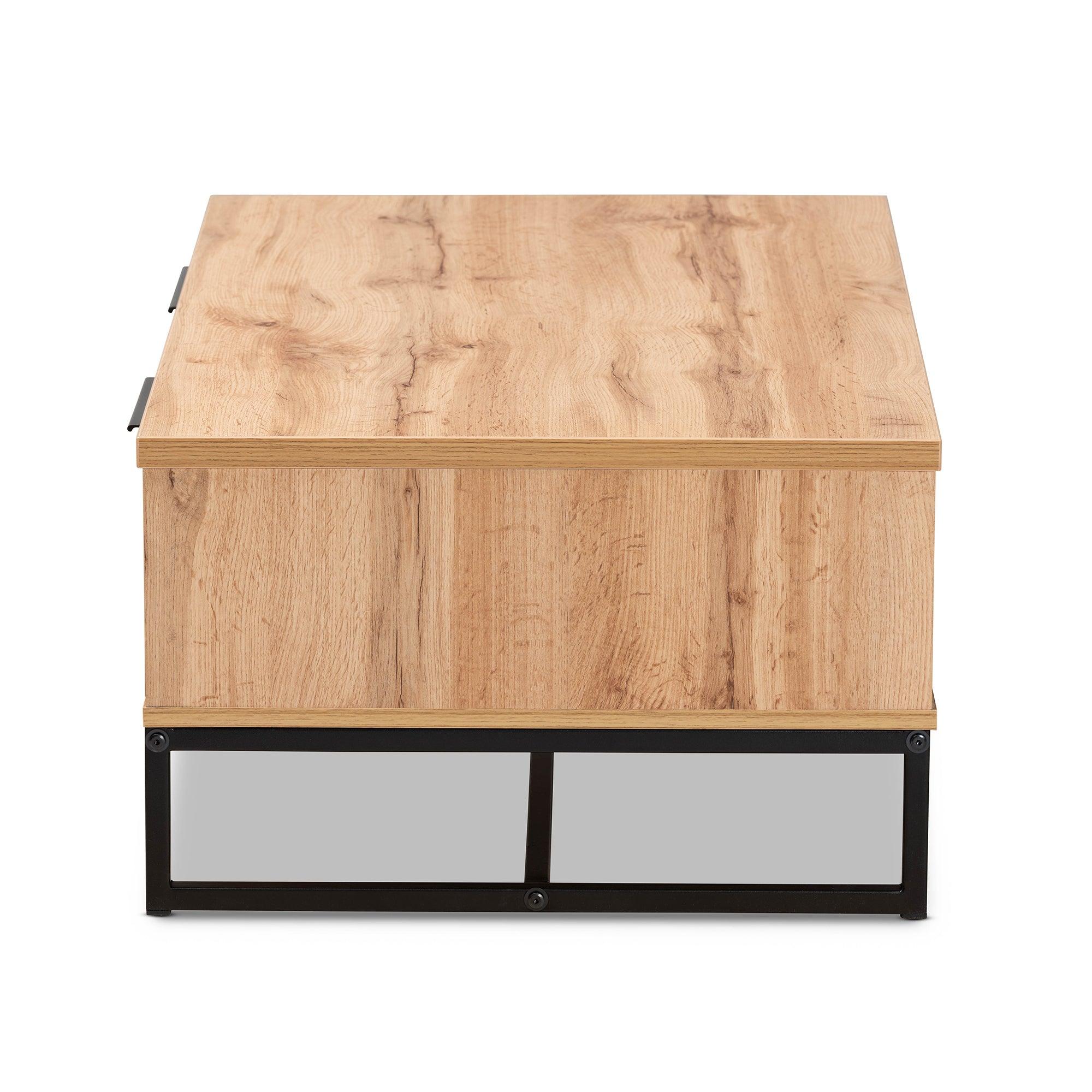 Franklin Modern and Contemporary Finished Wood and Finished Metal 2-Drawer Coffee Table