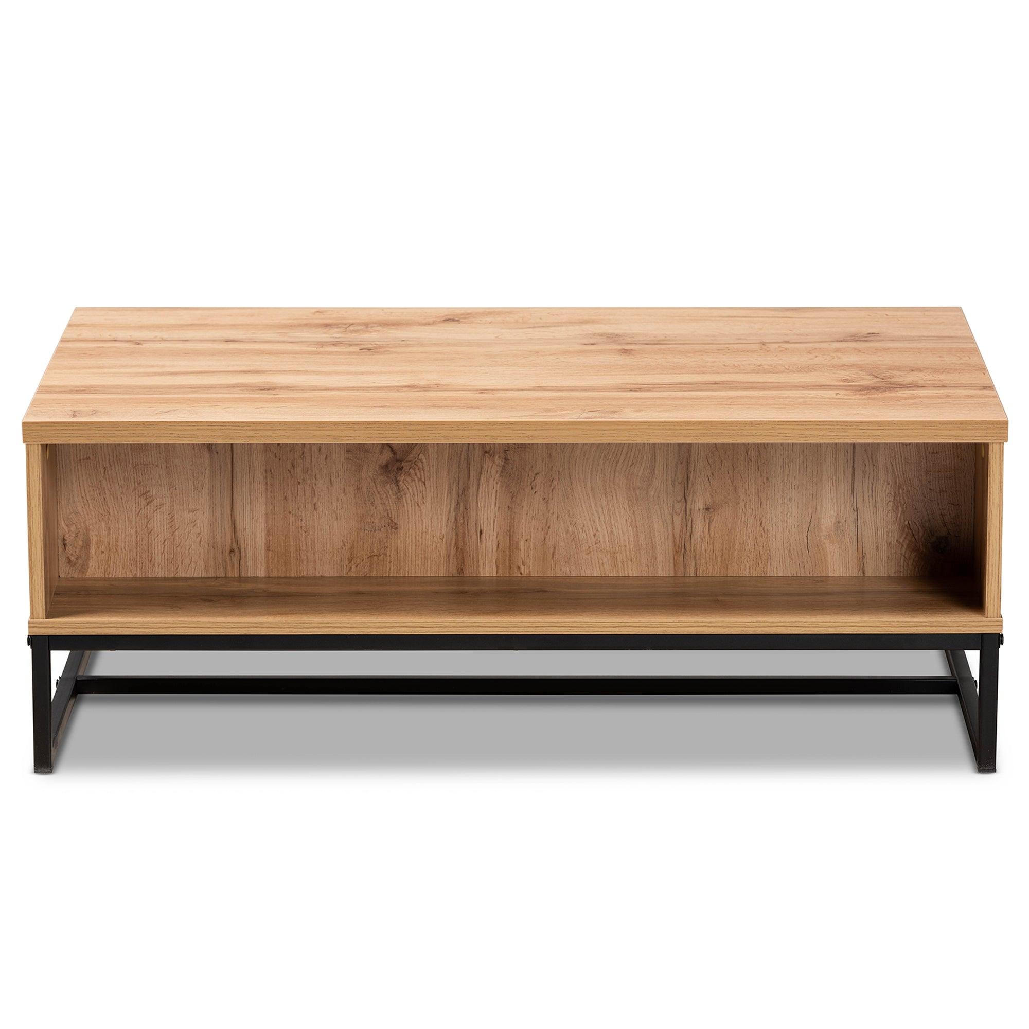 Franklin Modern and Contemporary Finished Wood and Finished Metal 2-Drawer Coffee Table