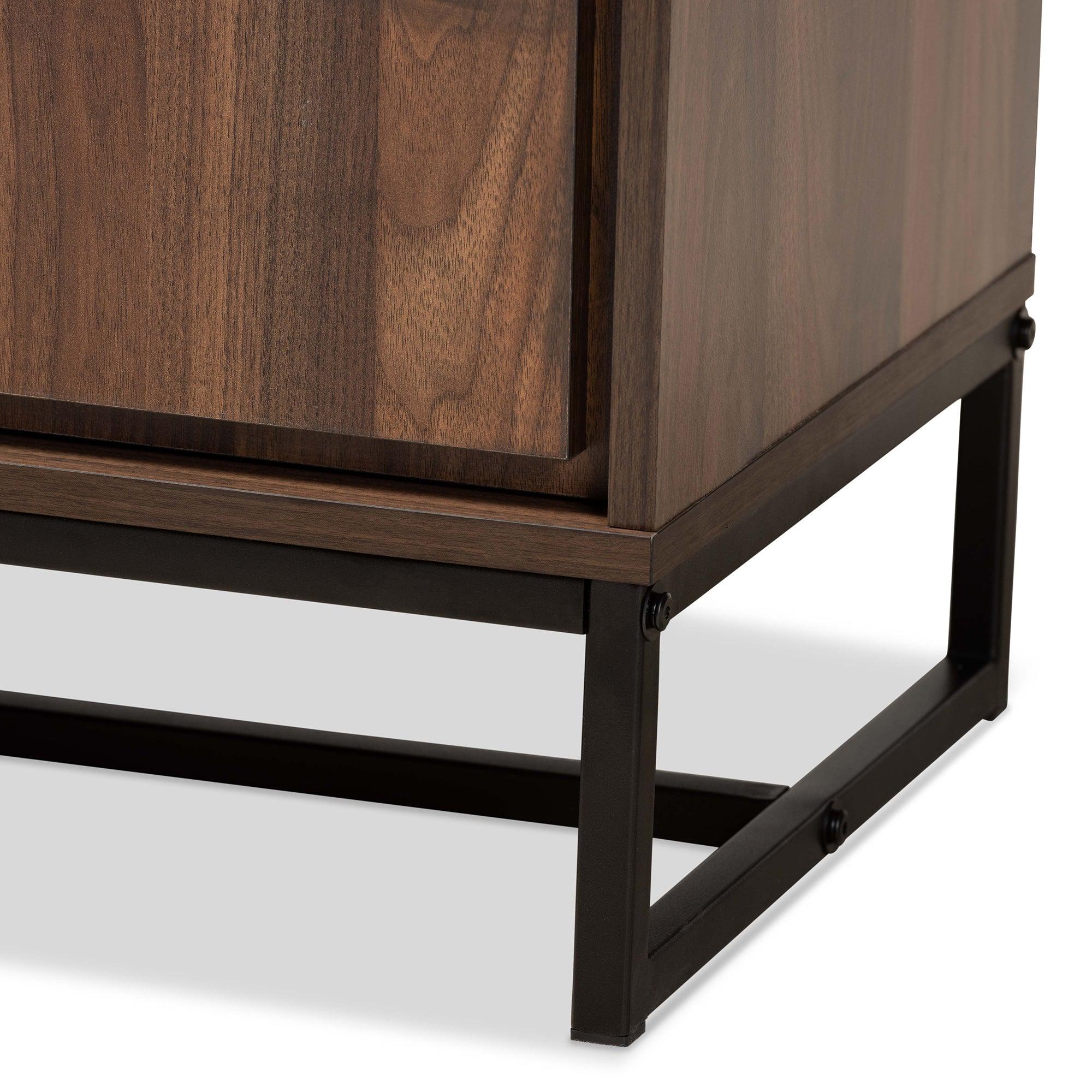 Neil Modern and Contemporary Finished Wood and Finished Metal 3-Door Dining Room Sideboard Buffet