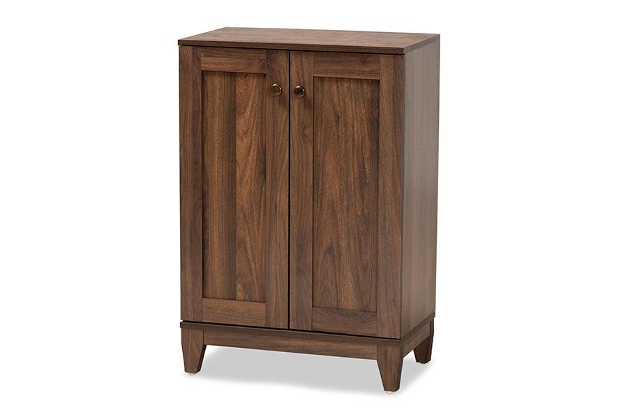 Nissa Modern and Contemporary Finished Wood 2-Door Shoe Storage Cabinet