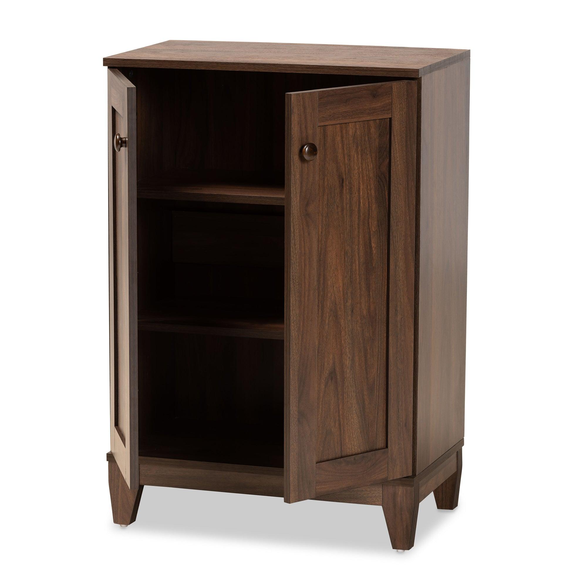 Nissa Modern and Contemporary Finished Wood 2-Door Shoe Storage Cabinet