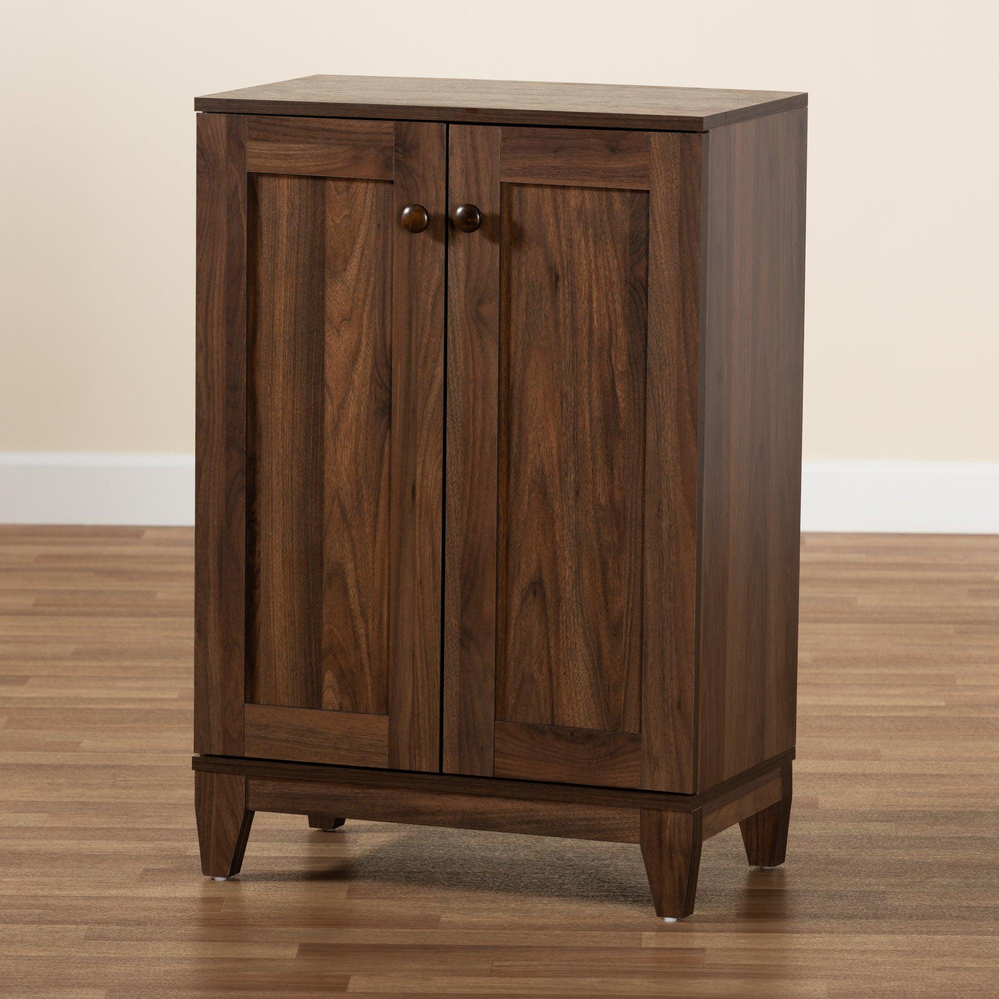 Nissa Modern and Contemporary Finished Wood 2-Door Shoe Storage Cabinet