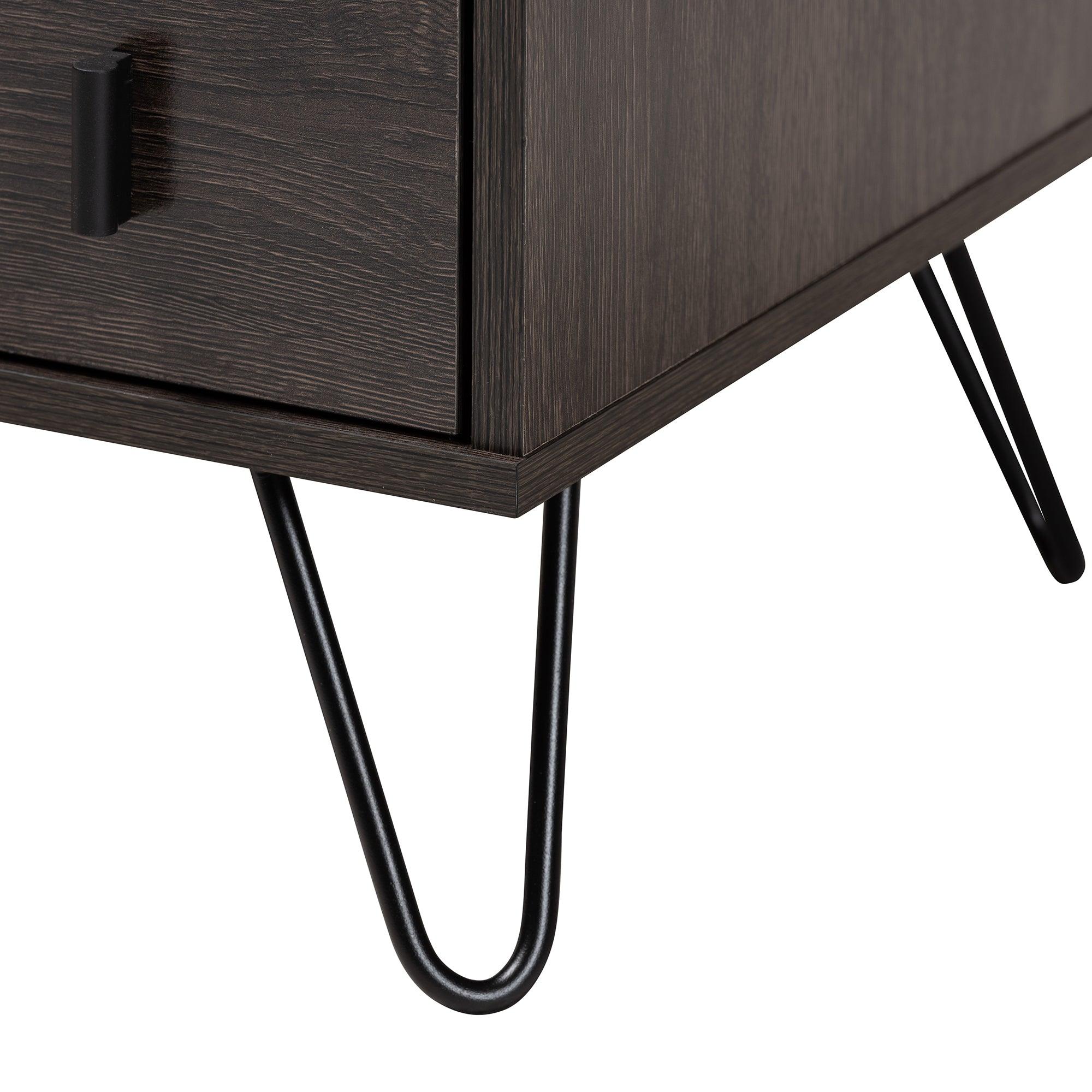 Glover Modern and Contemporary Finished Wood and Metal 2-Drawer Nightstand