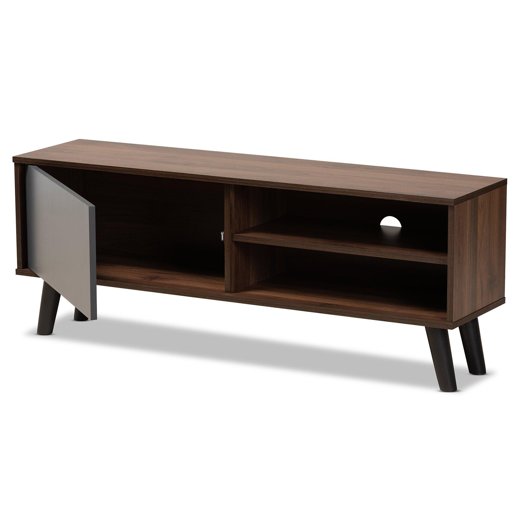 Mallory Modern and Contemporary Two-Tone and Finished Wood TV Stand