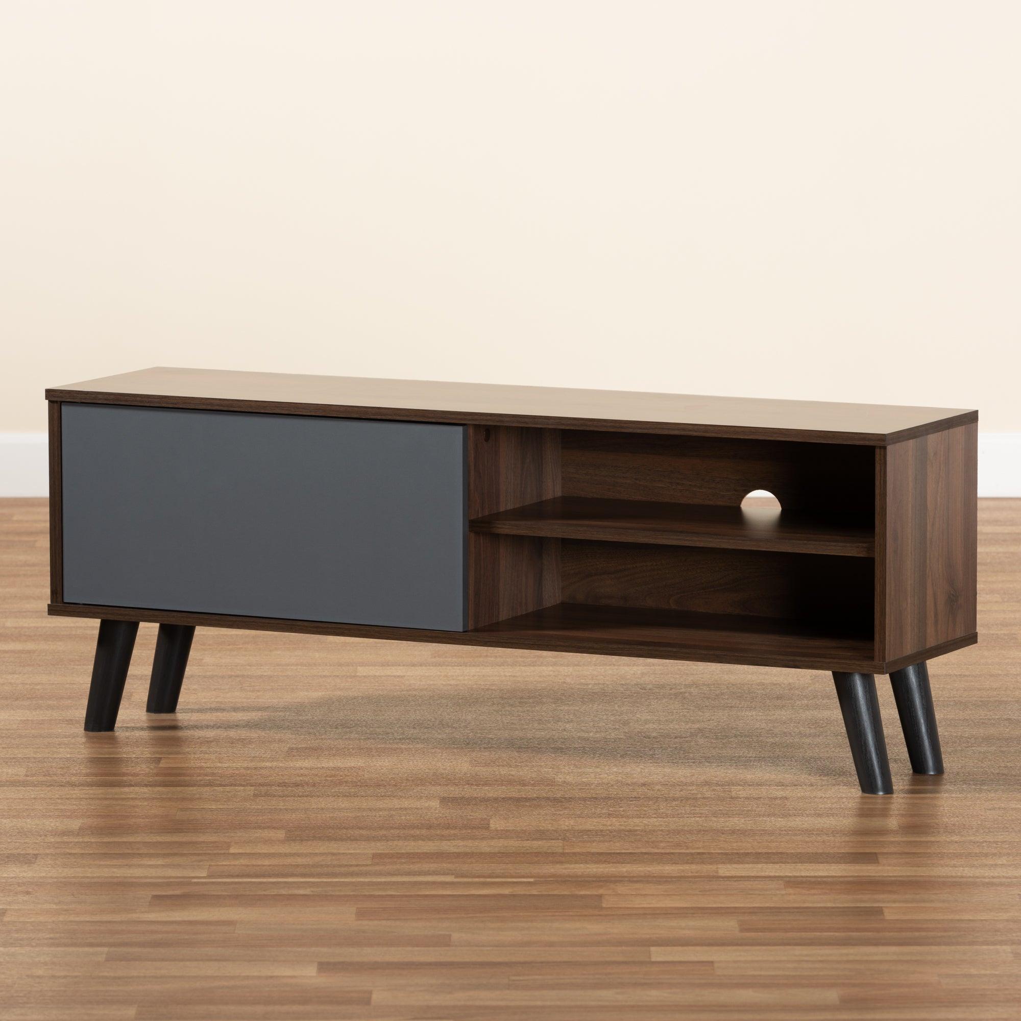 Mallory Modern and Contemporary Two-Tone and Finished Wood TV Stand