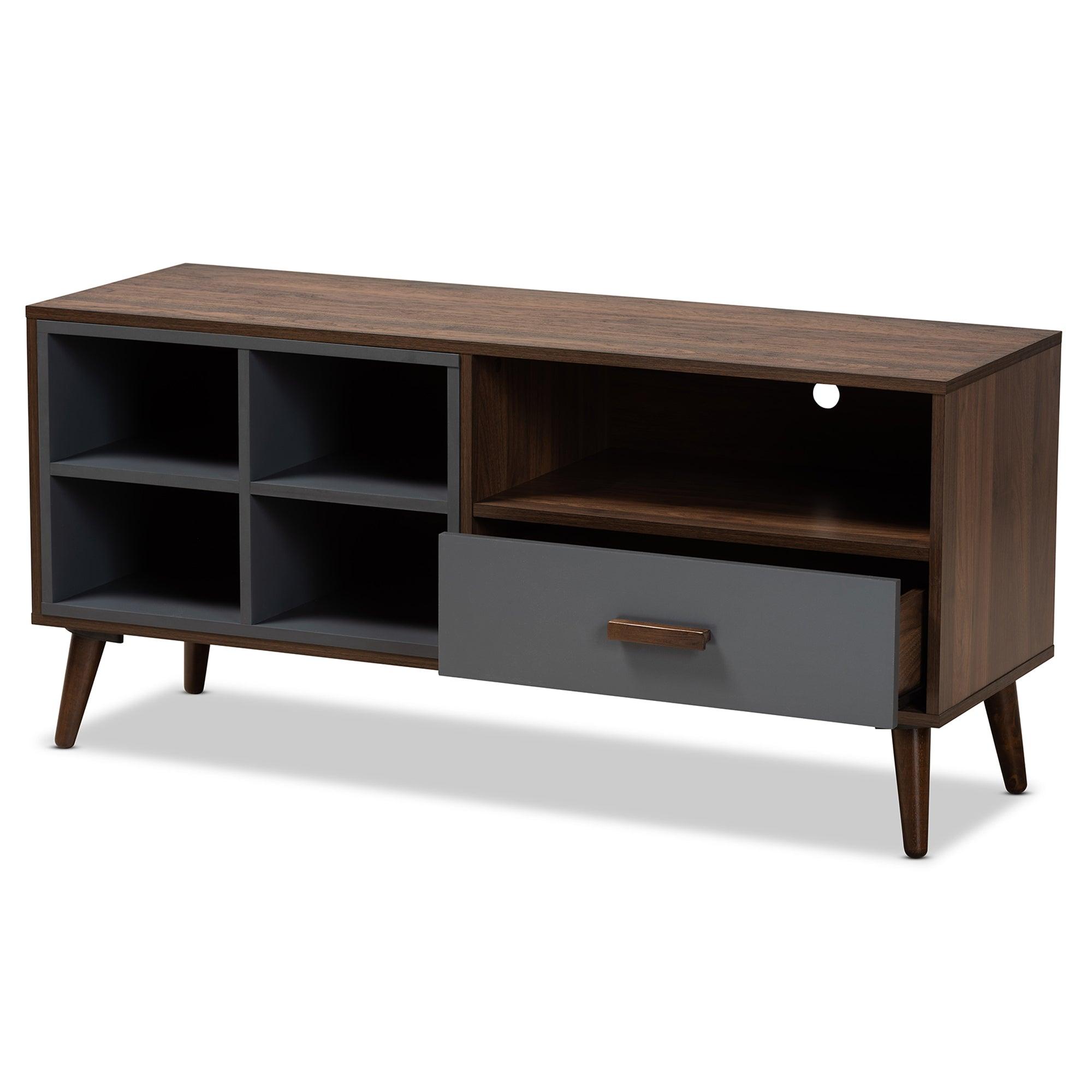 Garrick Modern and Contemporary Two-Tone and Finished Wood 1-Drawer TV Stand