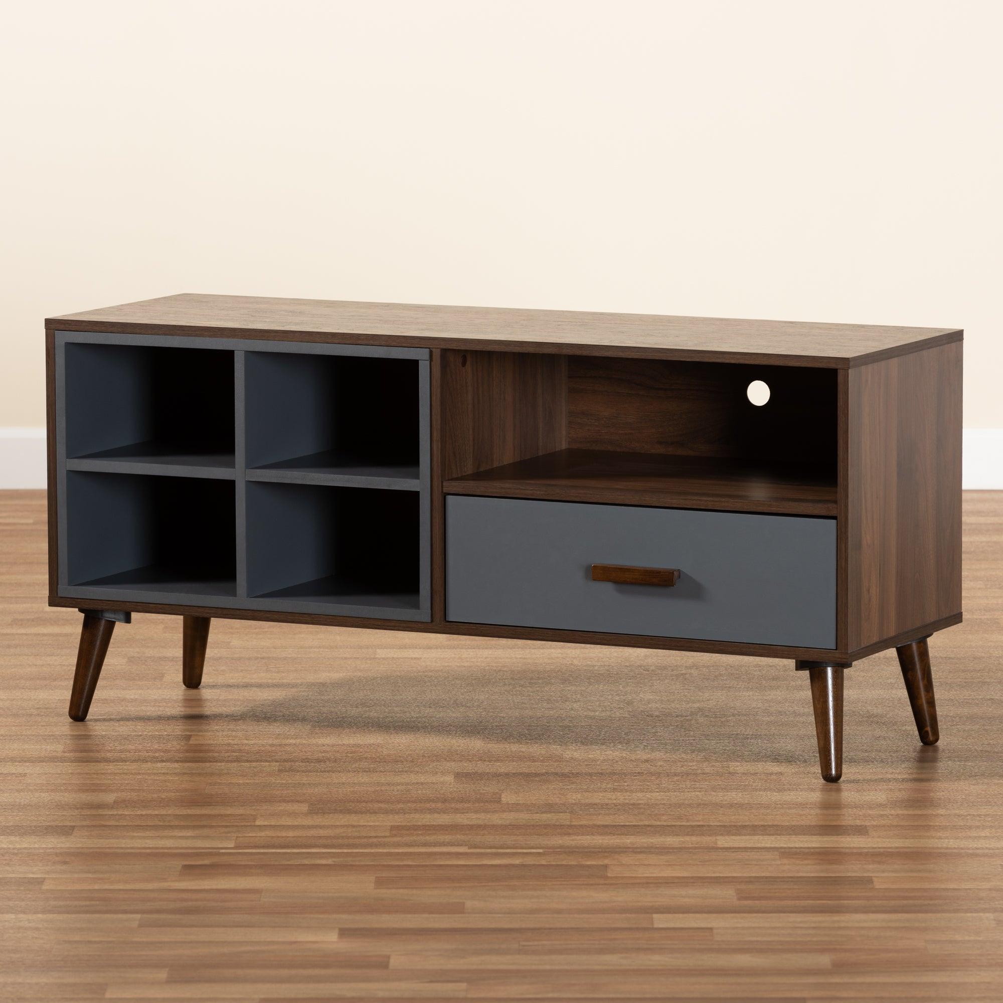 Garrick Modern and Contemporary Two-Tone and Finished Wood 1-Drawer TV Stand