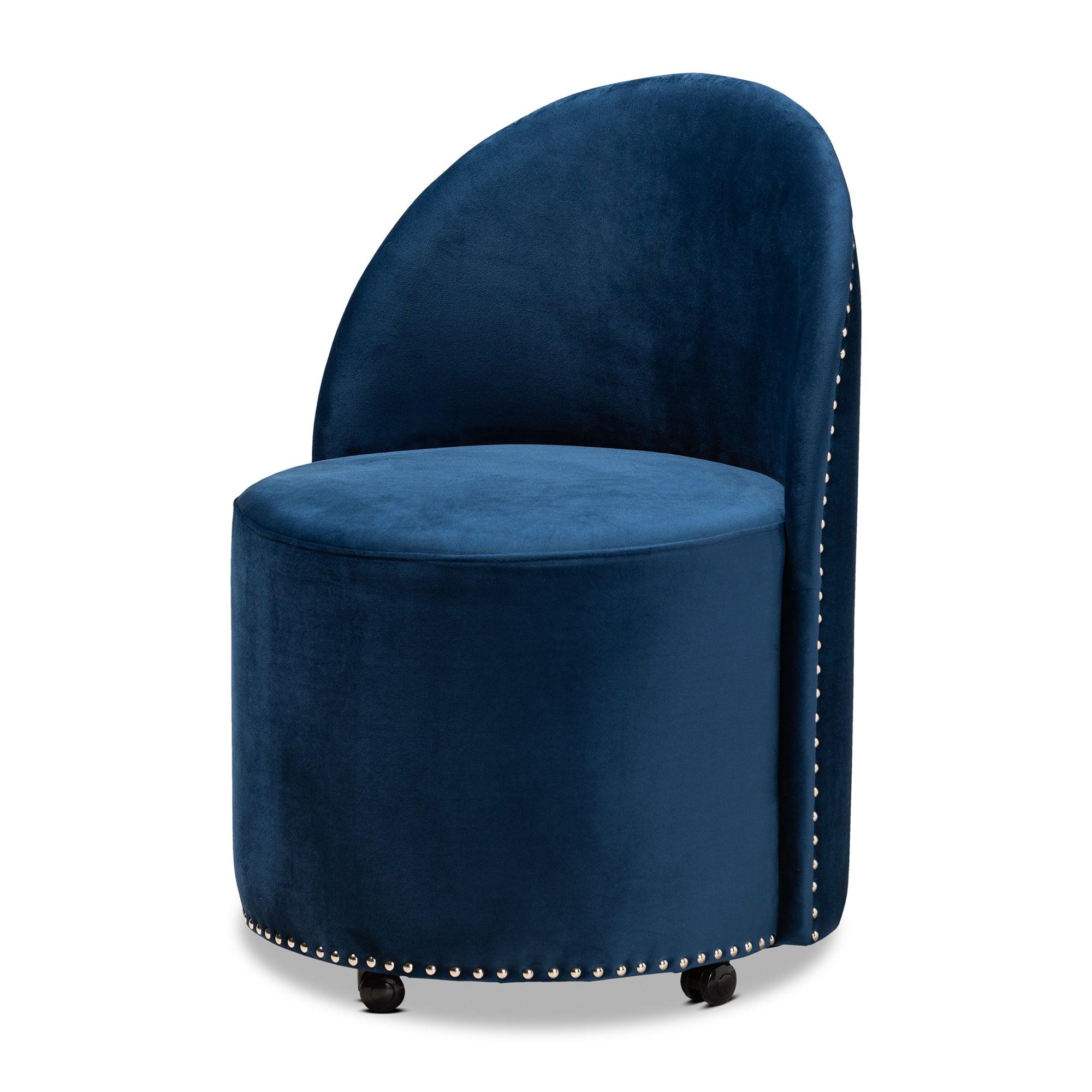 Bethel Glam and Luxe Velvet Fabric Upholstered Rolling Accent Chair