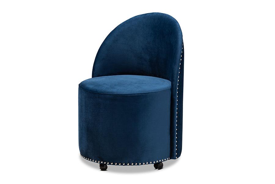 Bethel Glam and Luxe Velvet Fabric Upholstered Rolling Accent Chair